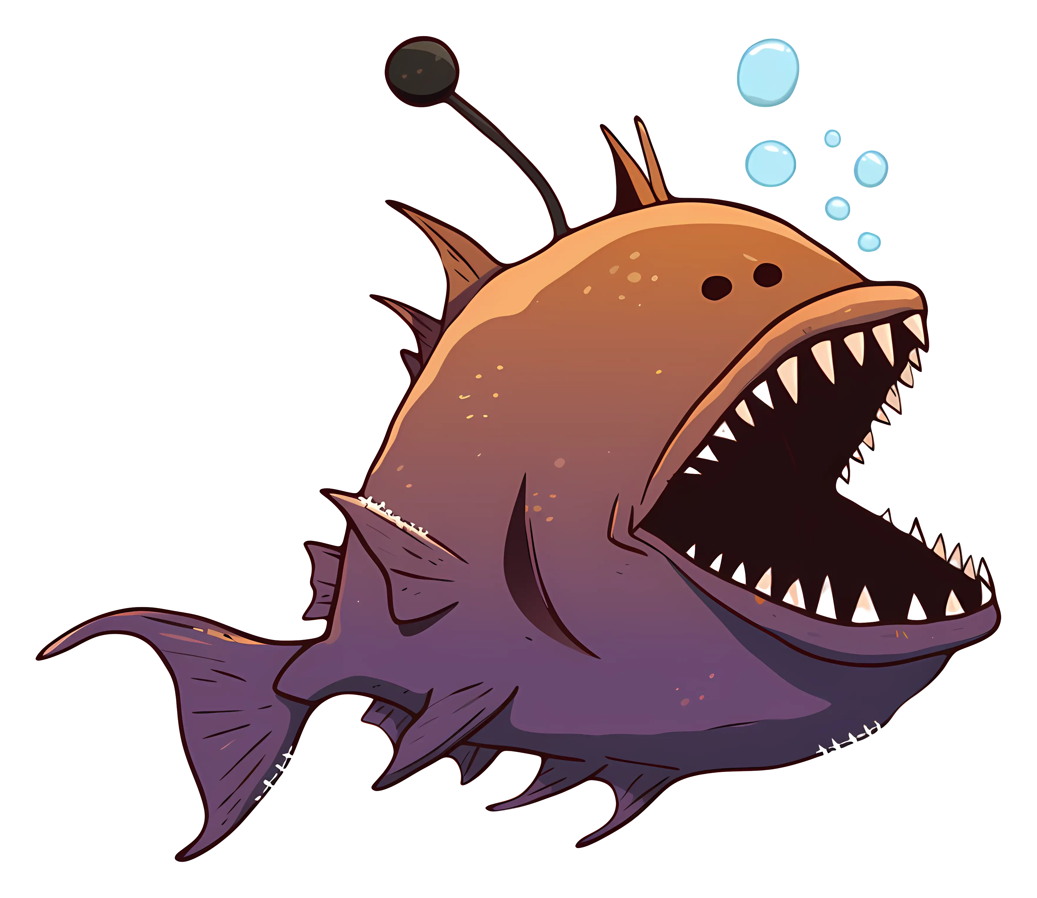 Angry Anglerfish Cartoon Illustration
