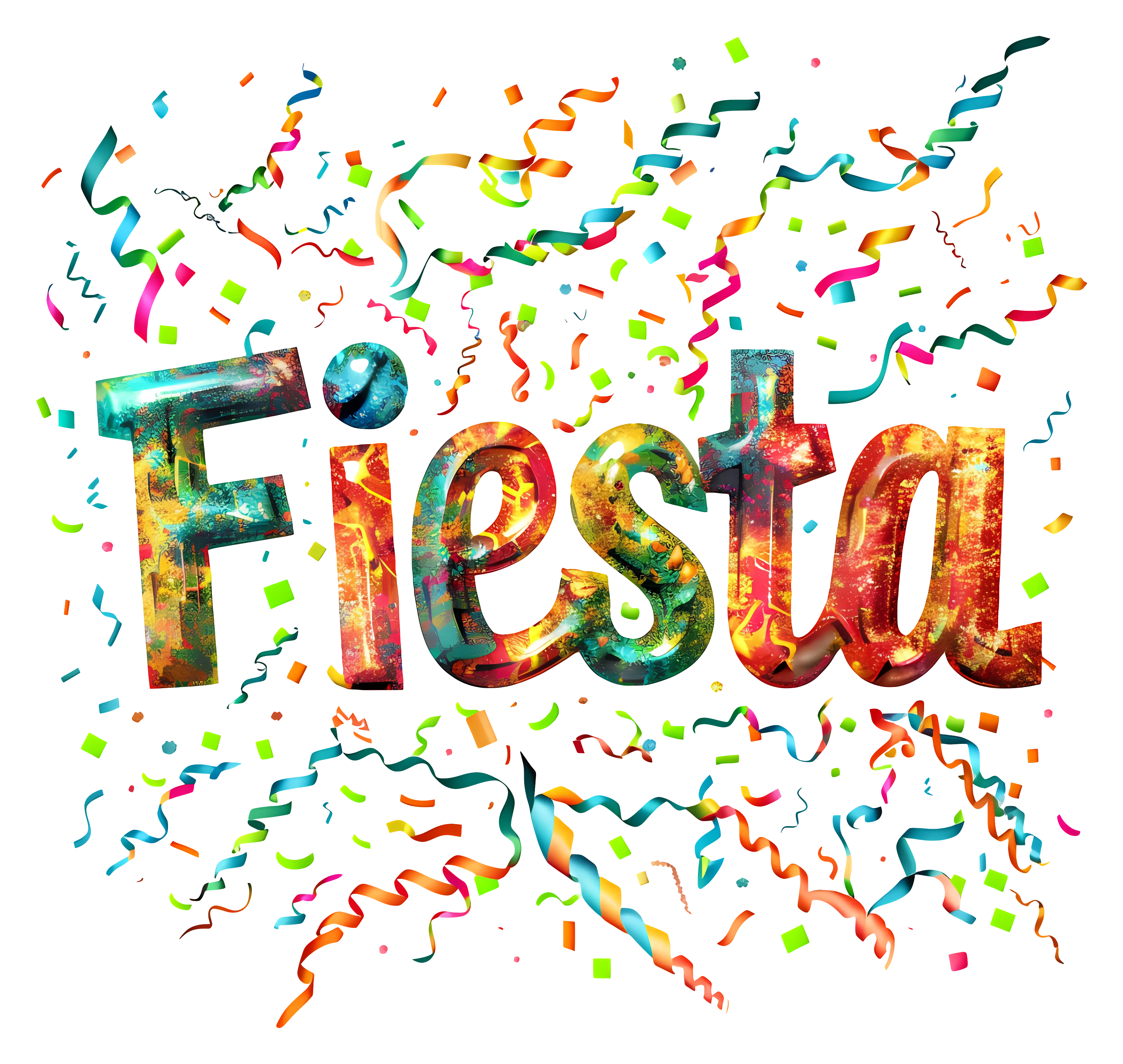 Fiesta Text with Confetti