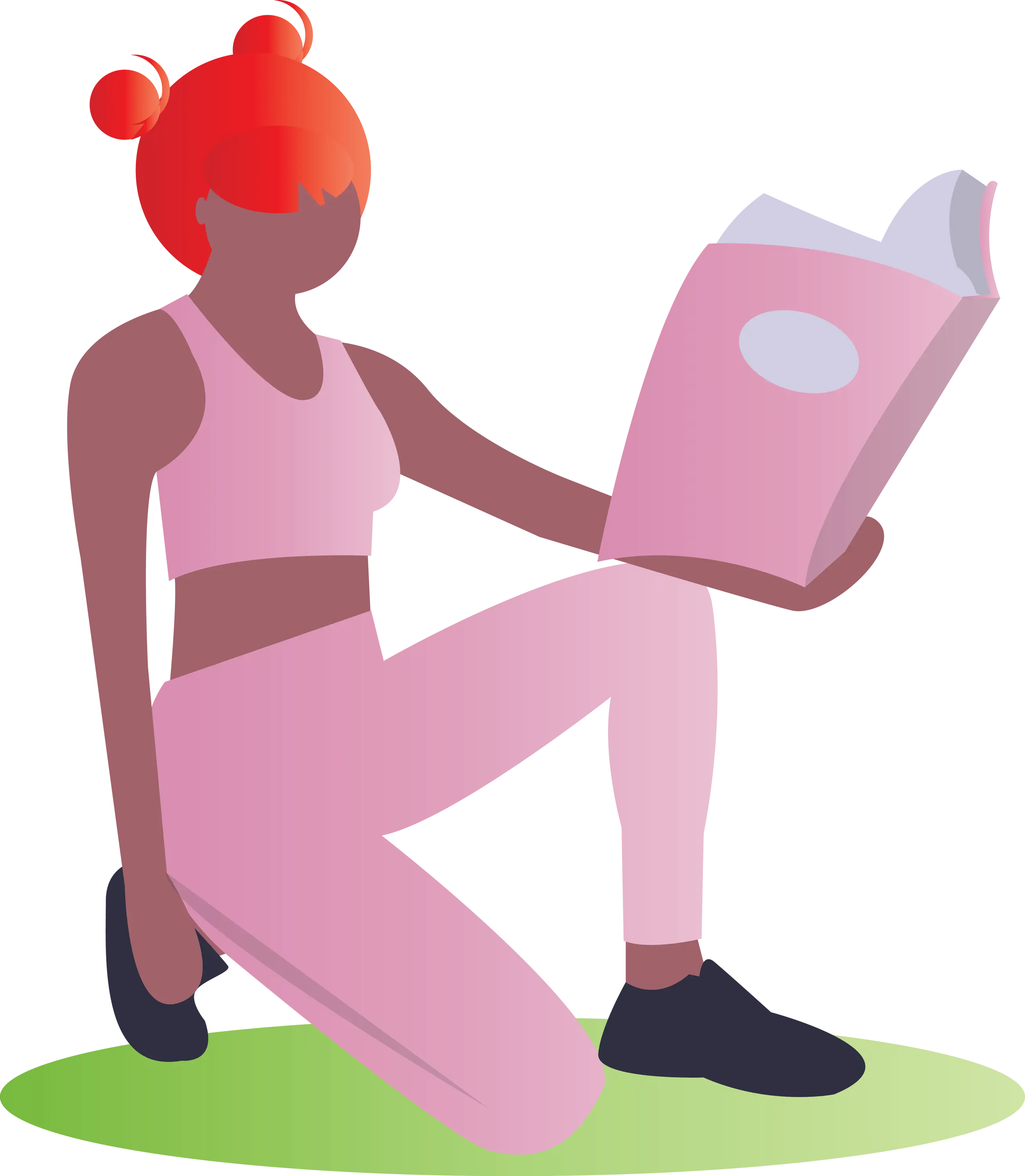 Woman Reading Book in Activewear Illustration