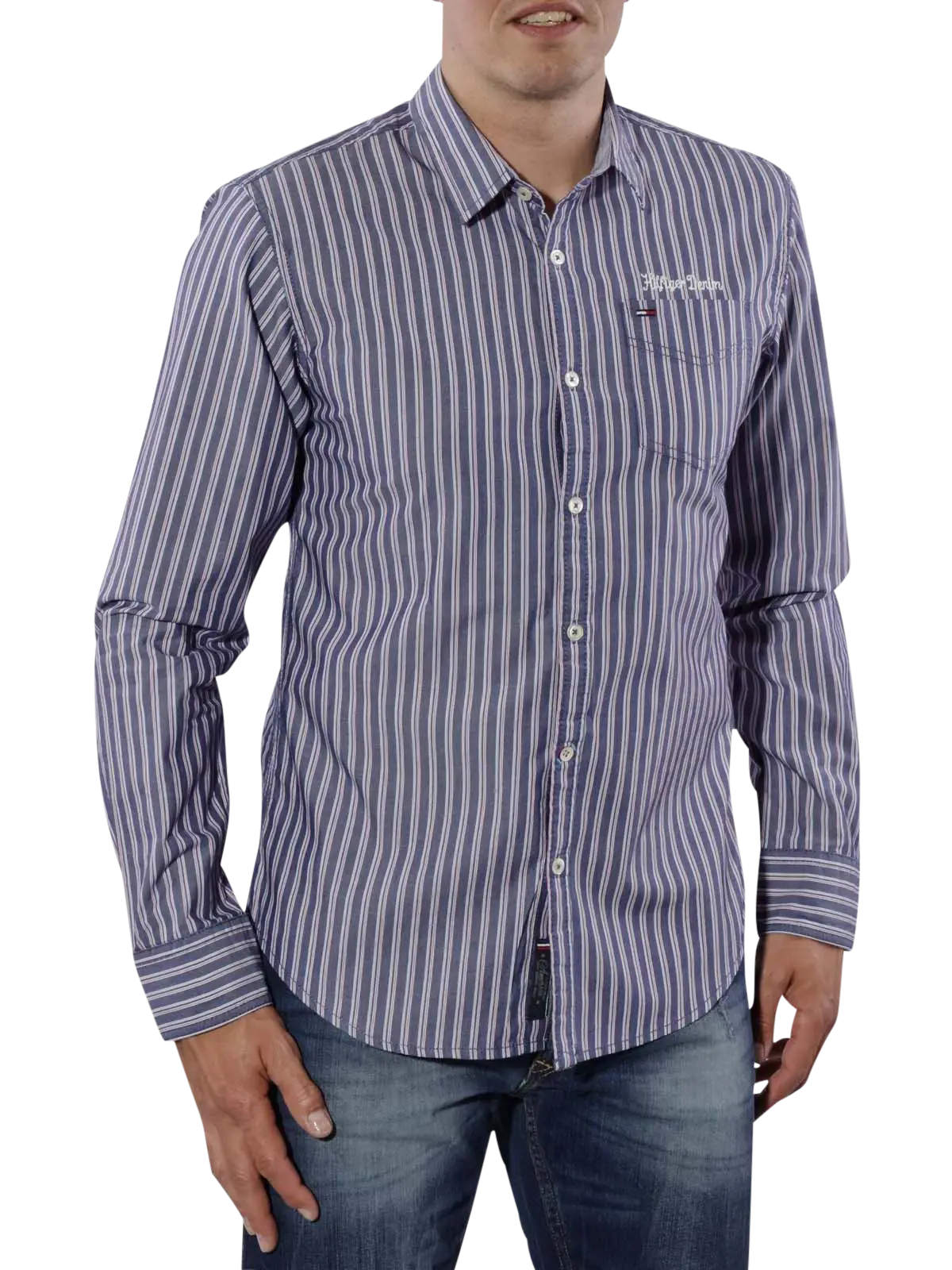 Striped Men&#039;s Shirt with Button-Up Design