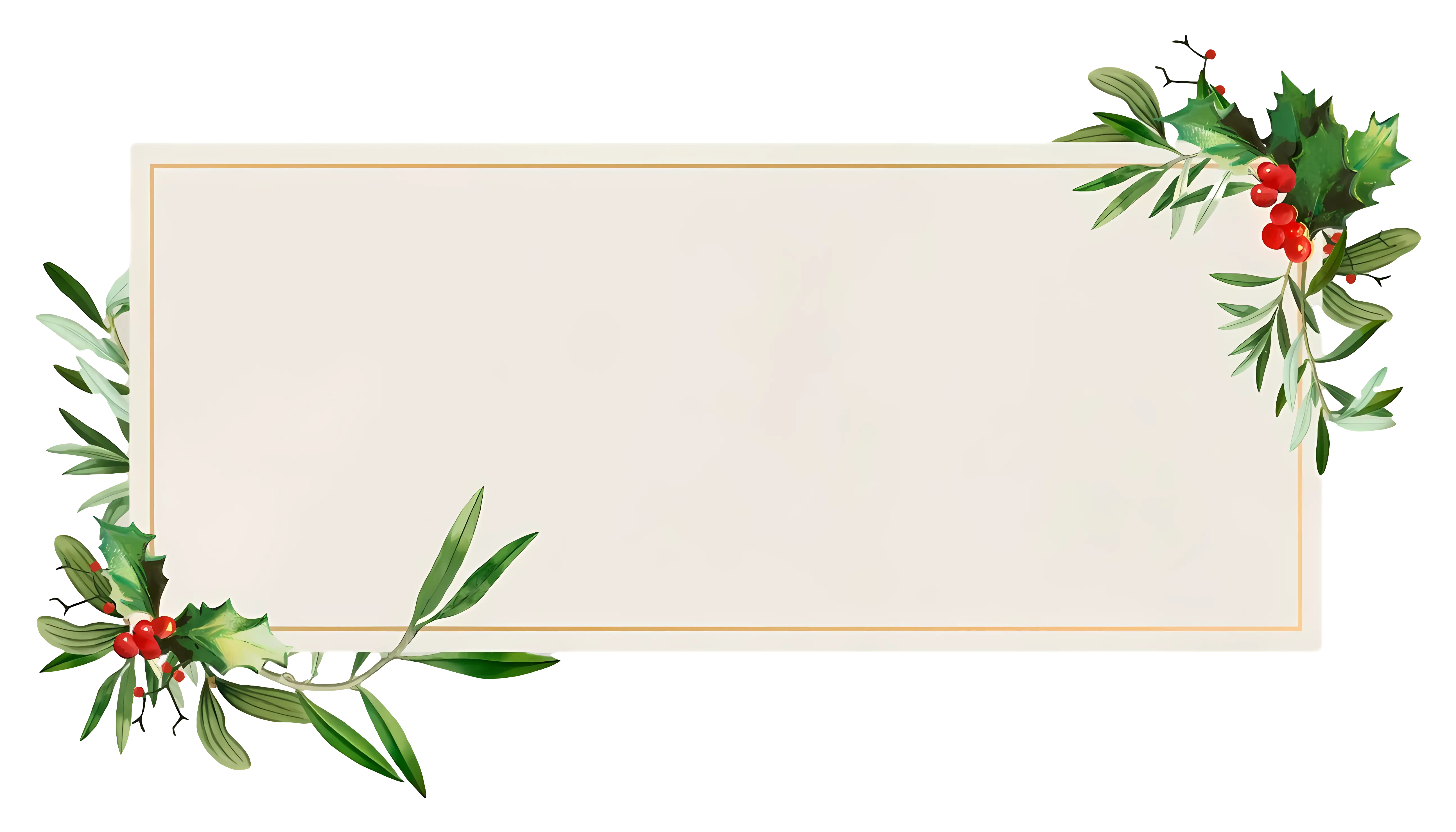 Floral Frame with Leaves and Berries