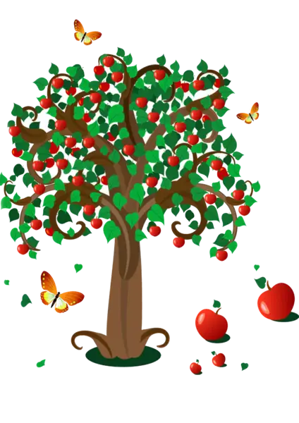Beautiful Apple Tree with Butterflies