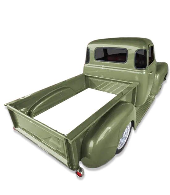 Green Vintage Pickup Truck with Open Bed