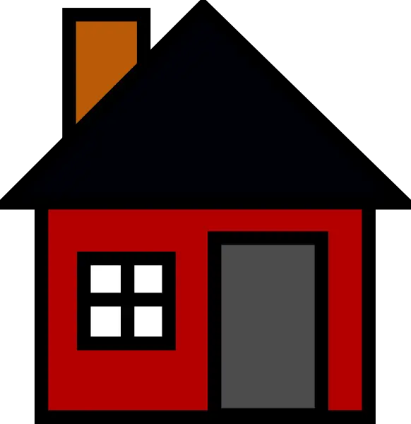 Red Cartoon House with Black Roof
