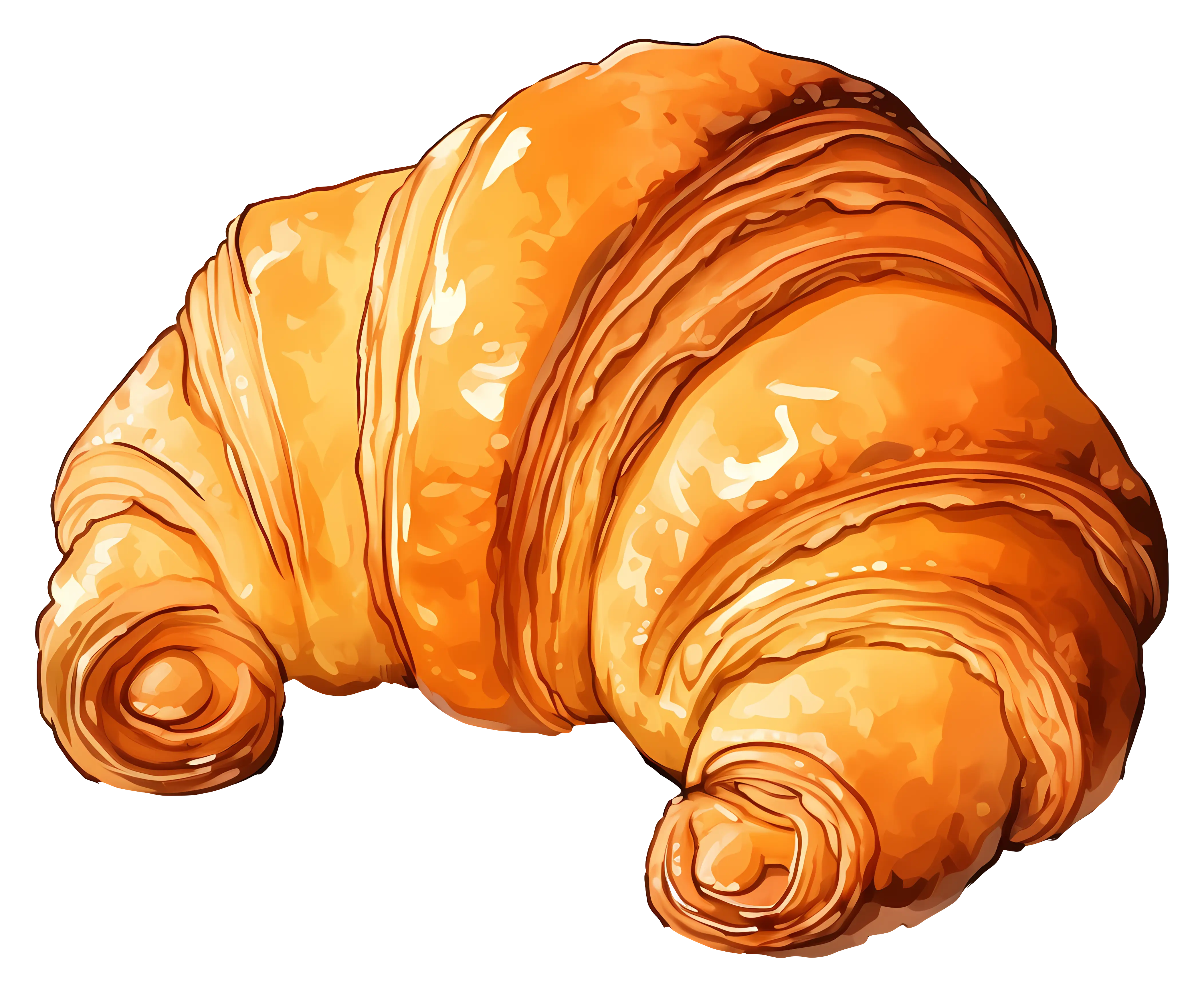 Golden Buttery Croissant Illustration