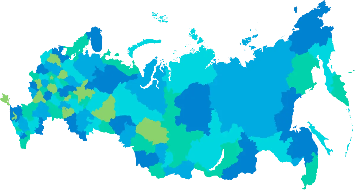 Colored Geographical Map of Russia