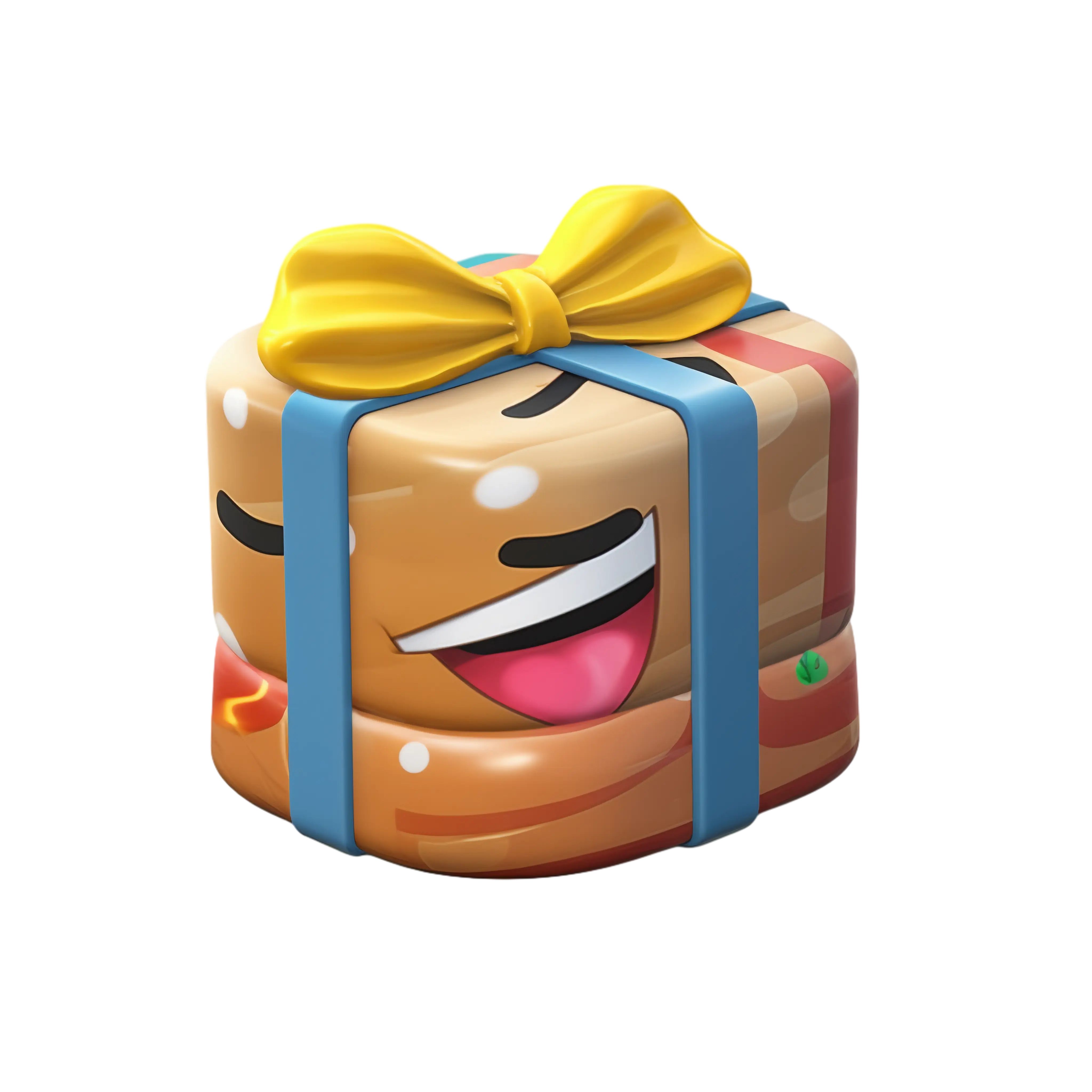 Playful Cartoon Gift Box with Yellow Bow