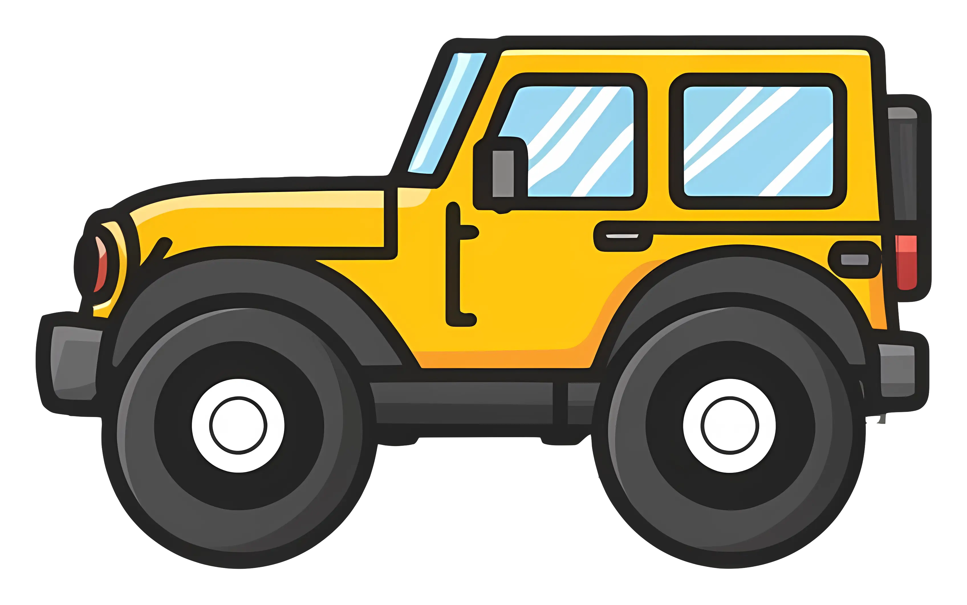 Yellow Cartoon Jeep Illustration