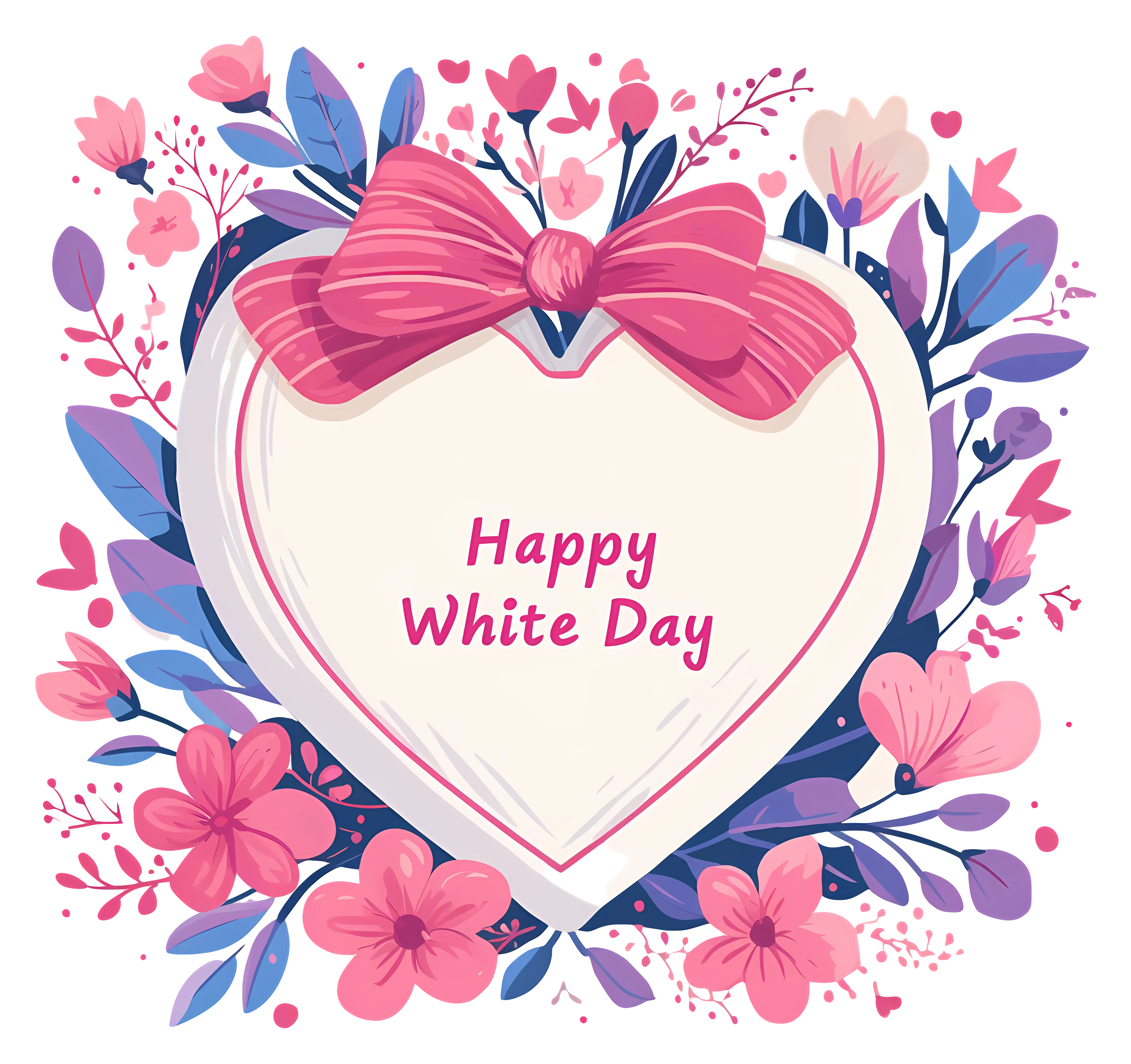 Heart with Flowers Illustration for White Day