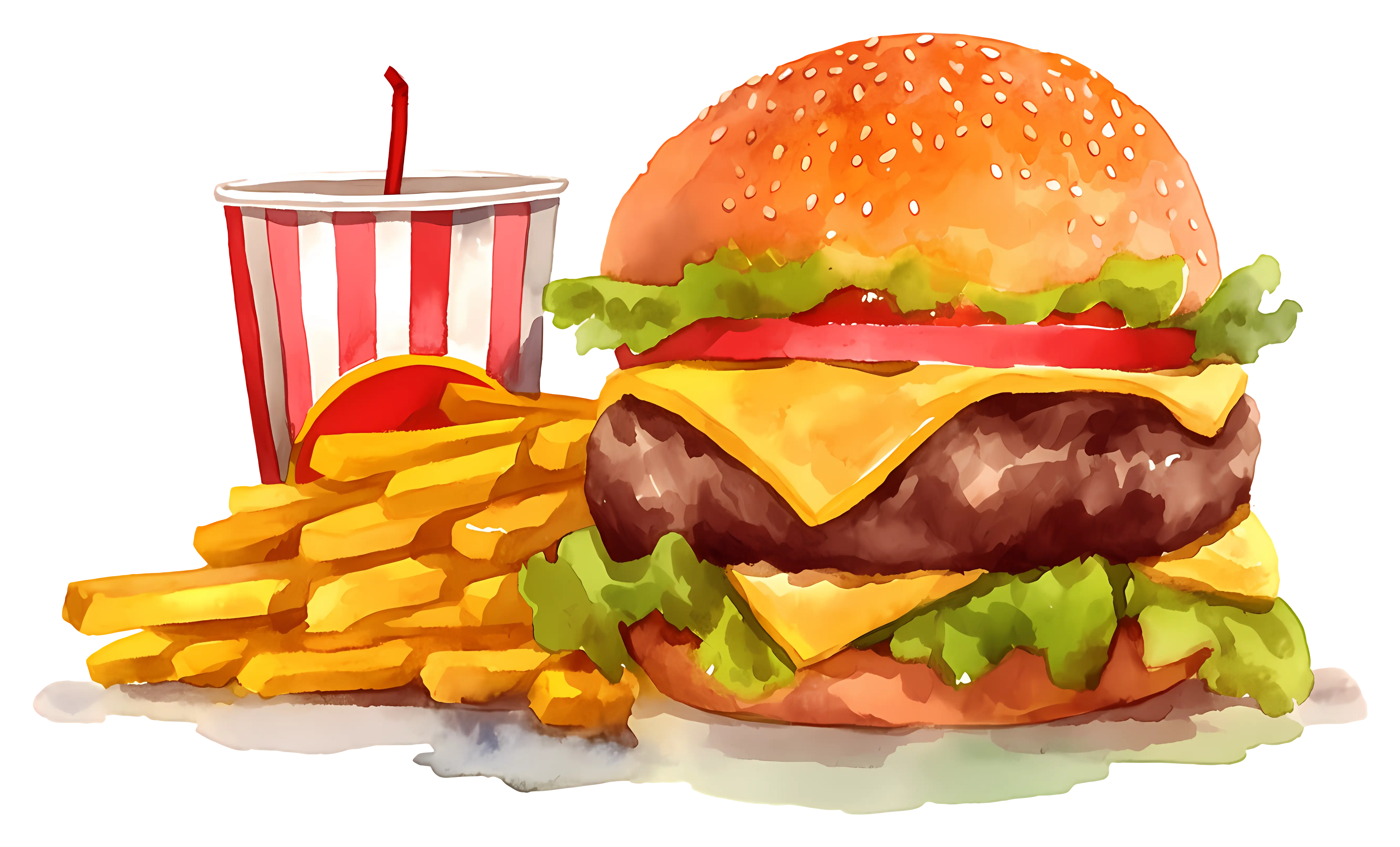 Fast Food Combo: Burger, Fries, and Drink