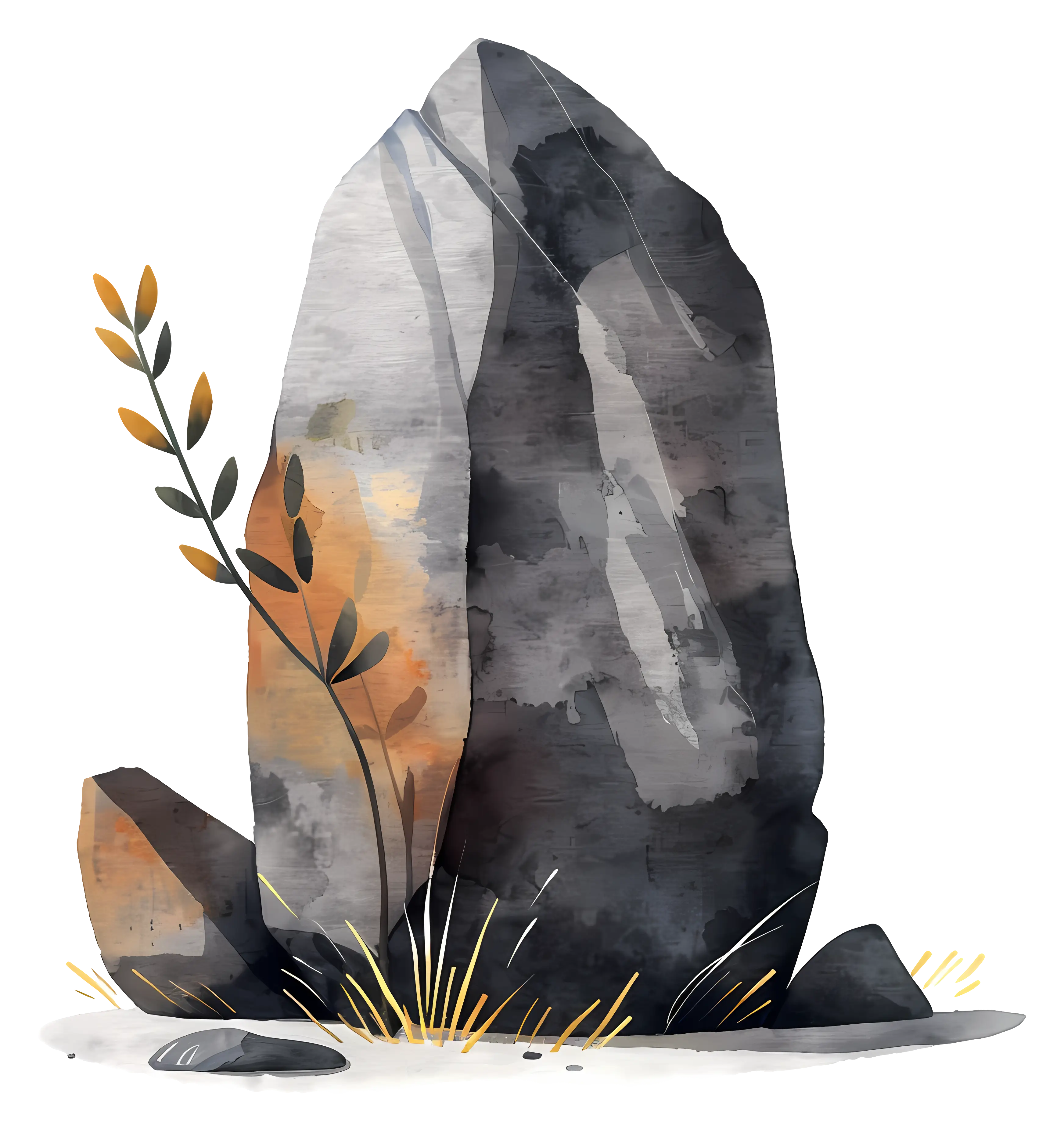 Large Rock with Plants