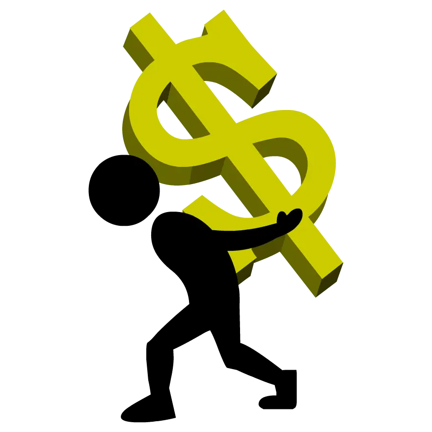 Cartoon Person Carrying Large Dollar Sign