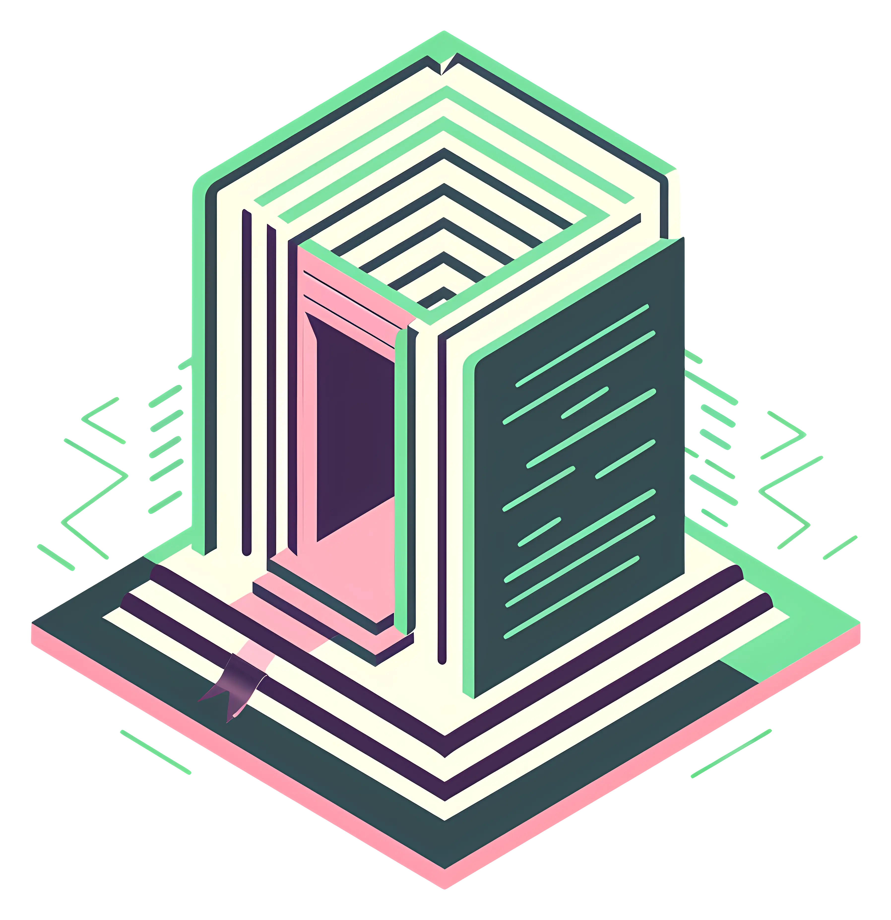 Book Shaped Building Illustration
