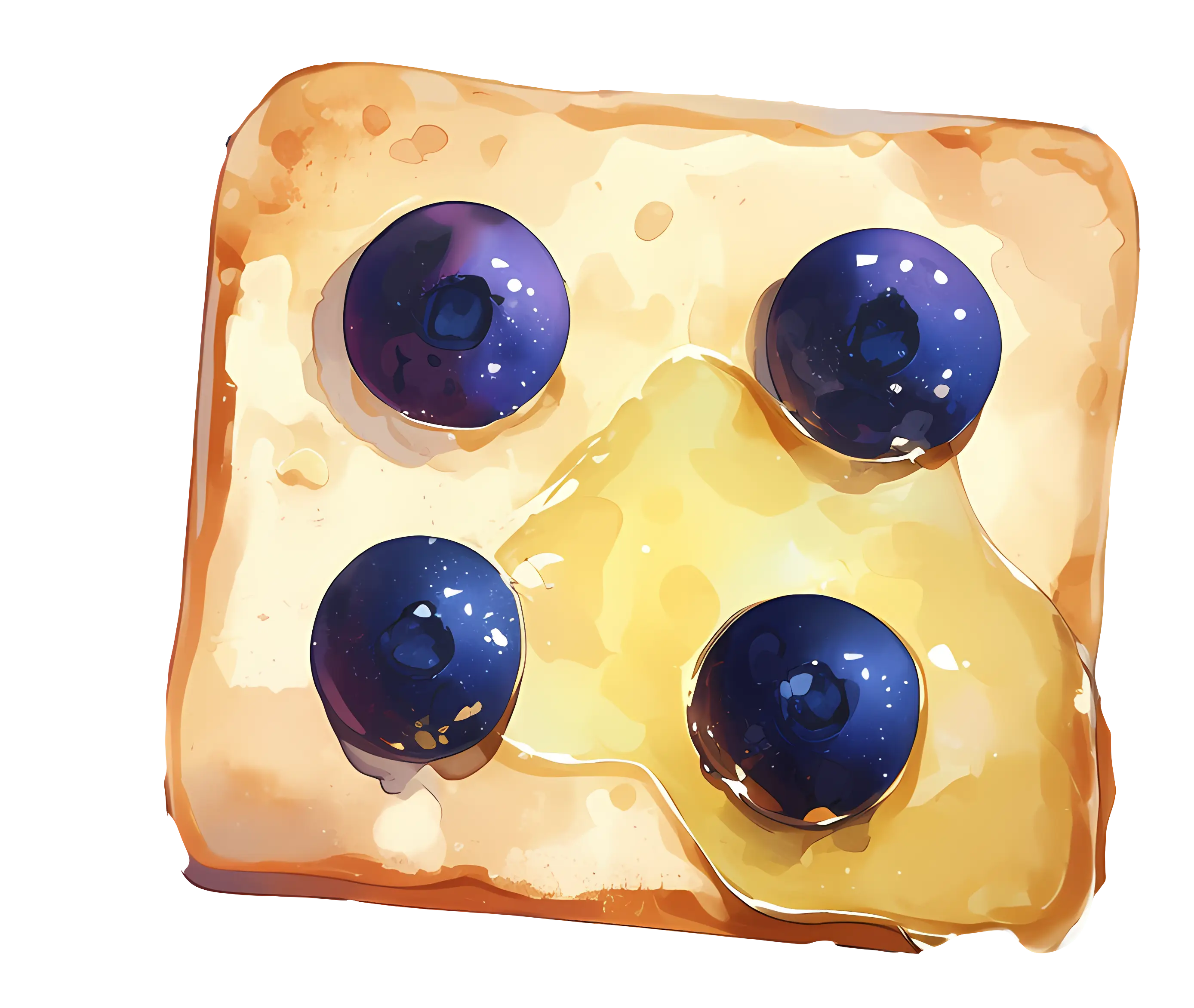 Toast with Blueberries and Honey Illustration