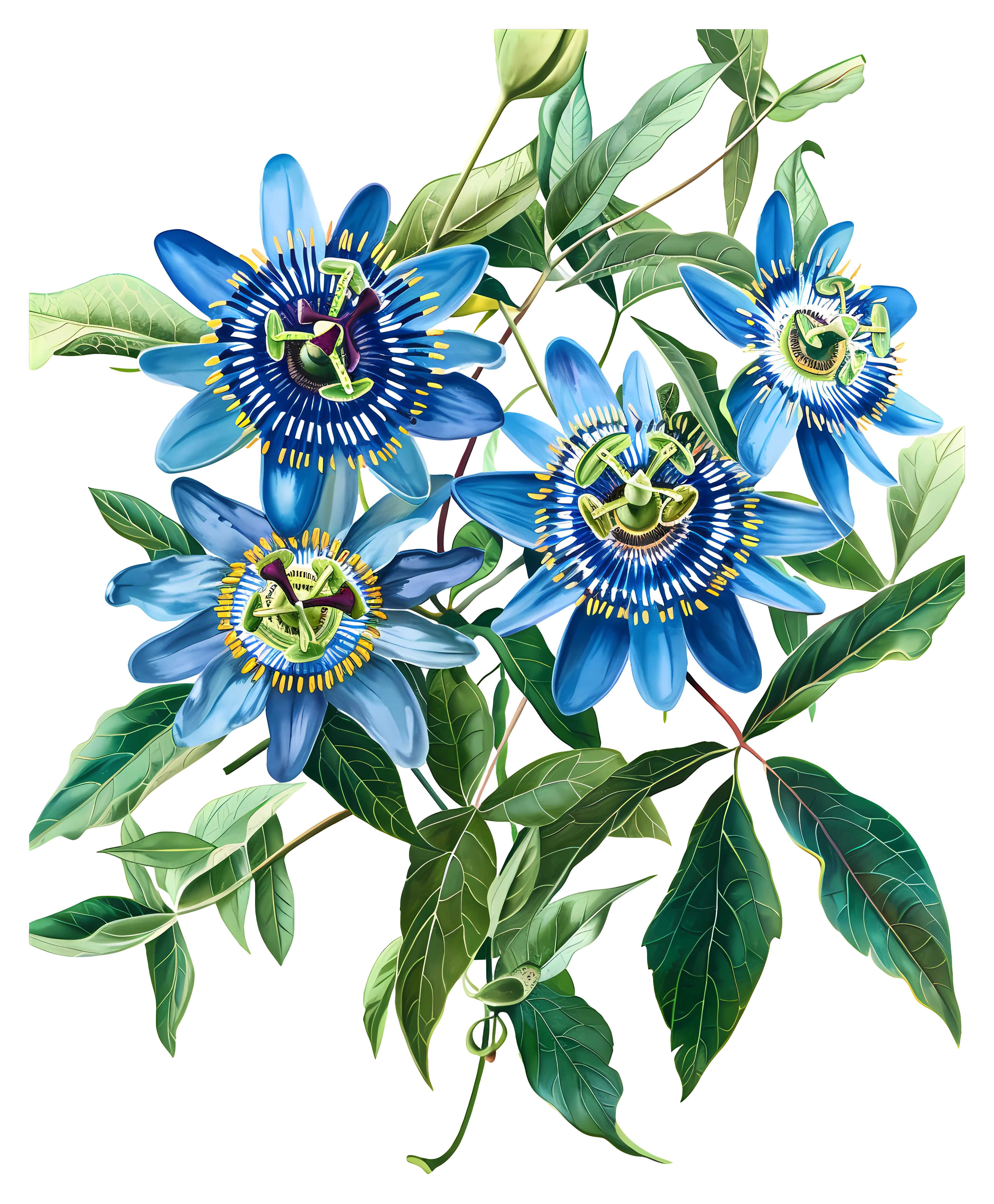 Vibrant Blue Passionflowers