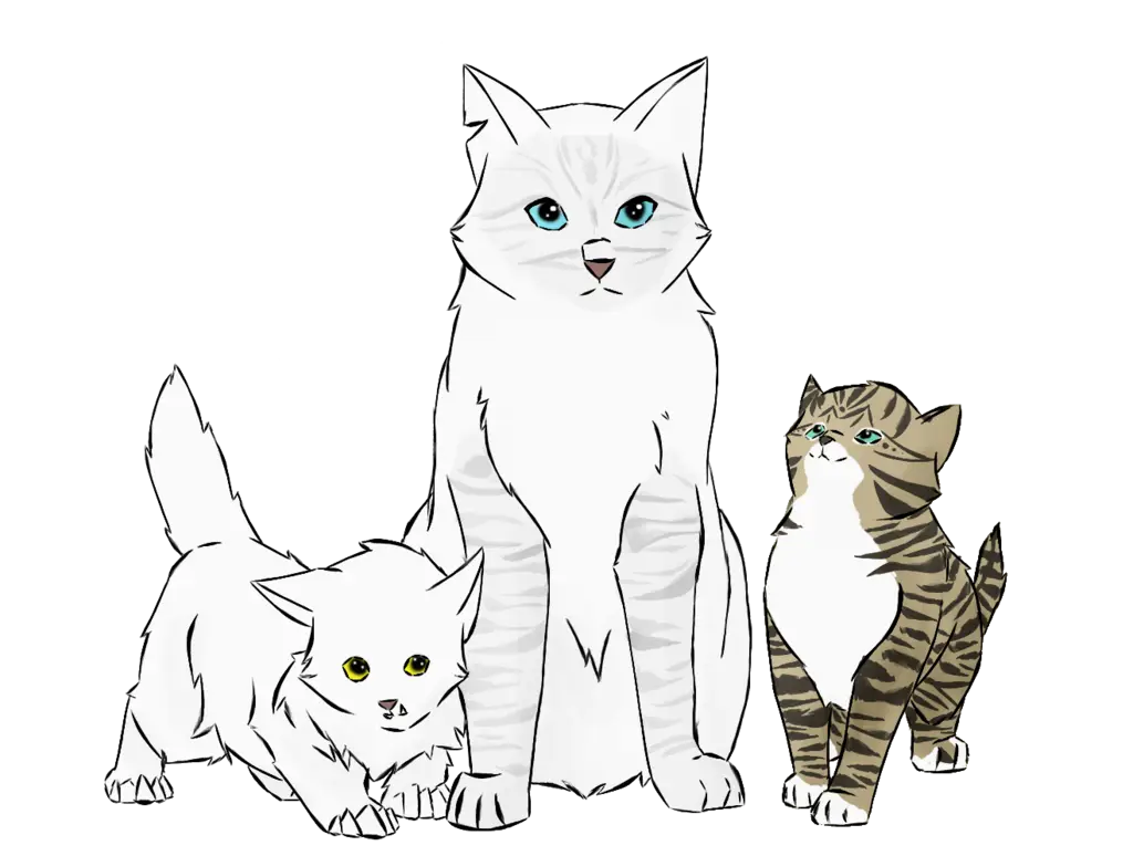 Illustration of Three Cats in Different Designs