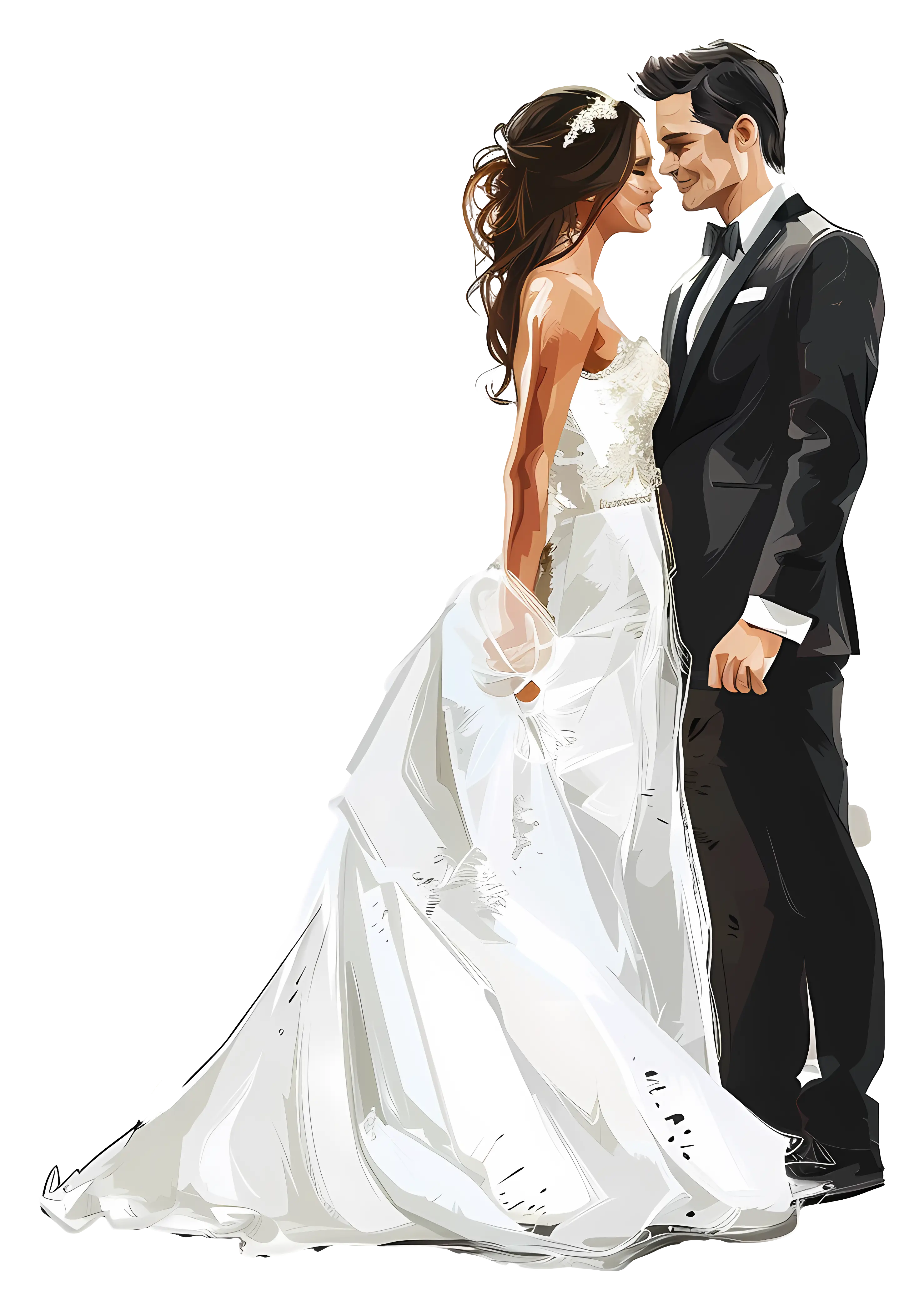 Bride and Groom Wedding Illustration