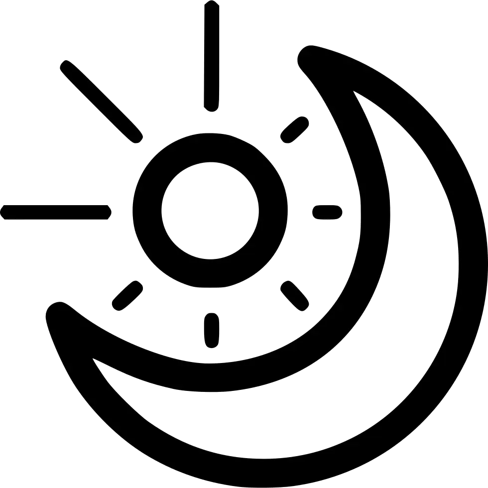 Moon and Sun Concept Icon in Black Outline