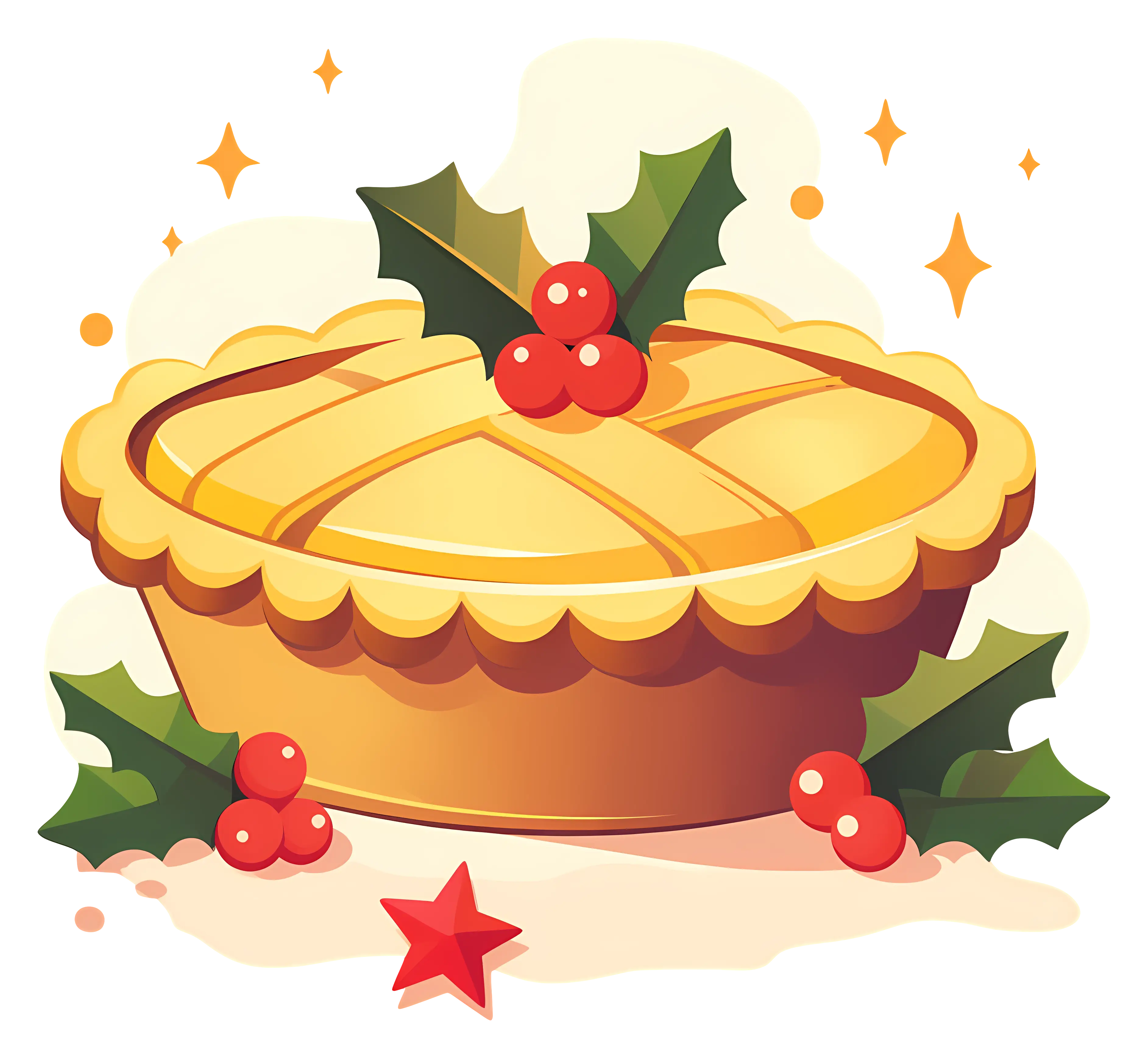 Golden Festive Pie with Holly Toppings