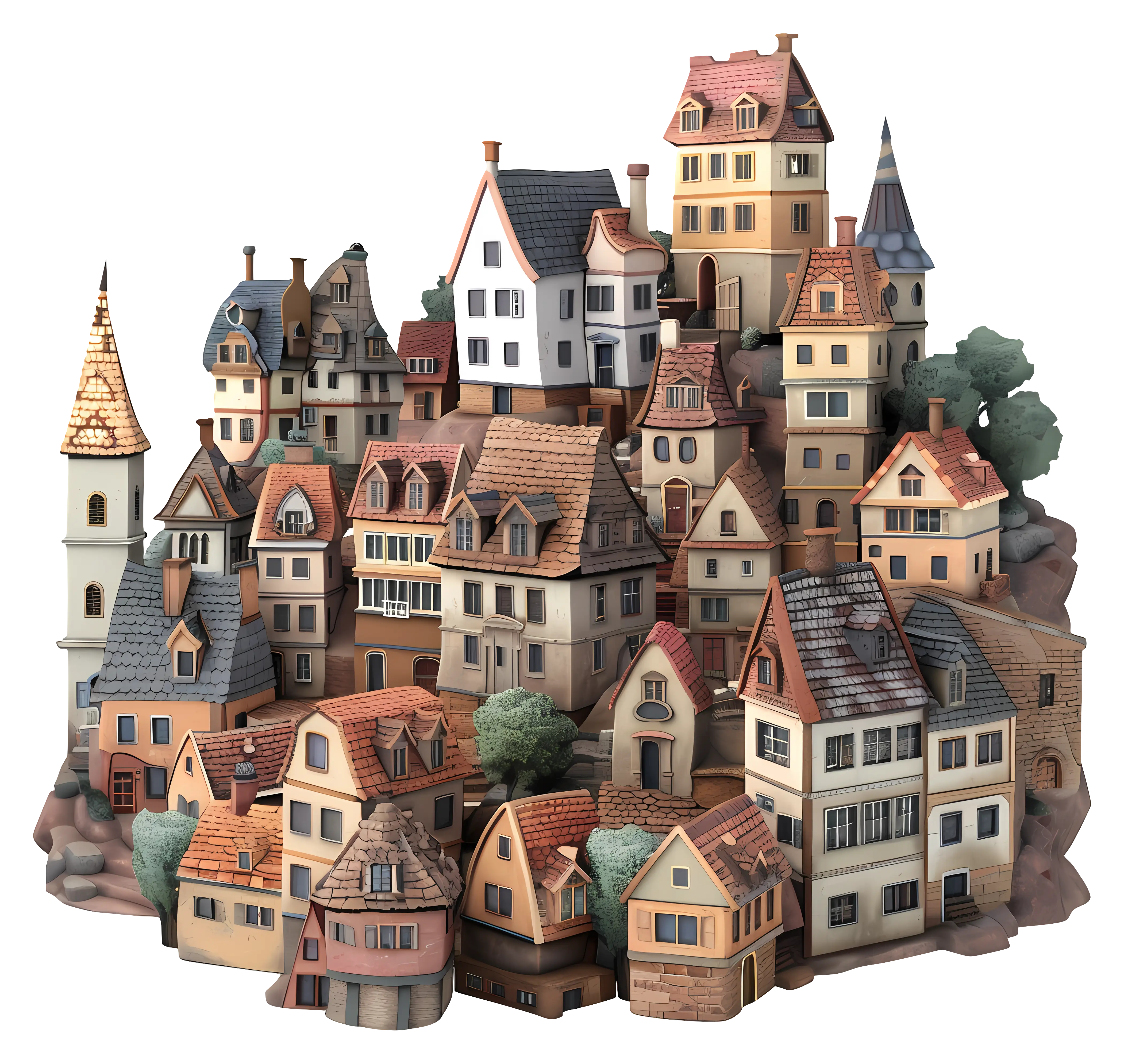Cluster of Cute Doodle Houses