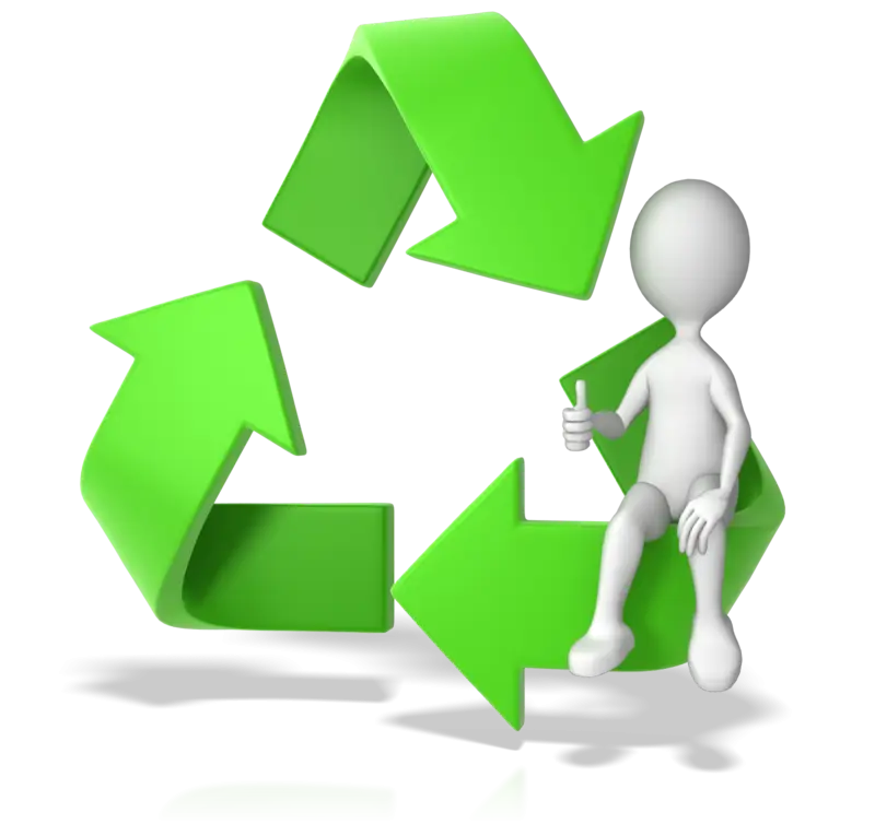 Recycling Symbol with Green Arrows and Figure