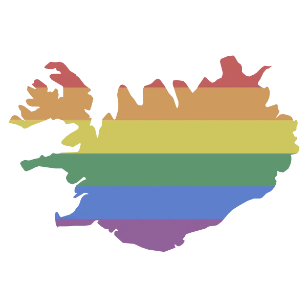 Rainbow Map of Iceland Celebrating Pride