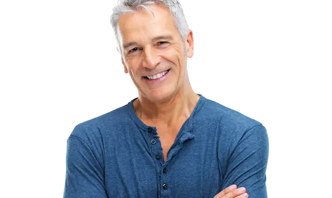 Portrait of a Smiling Man in Blue Shirt