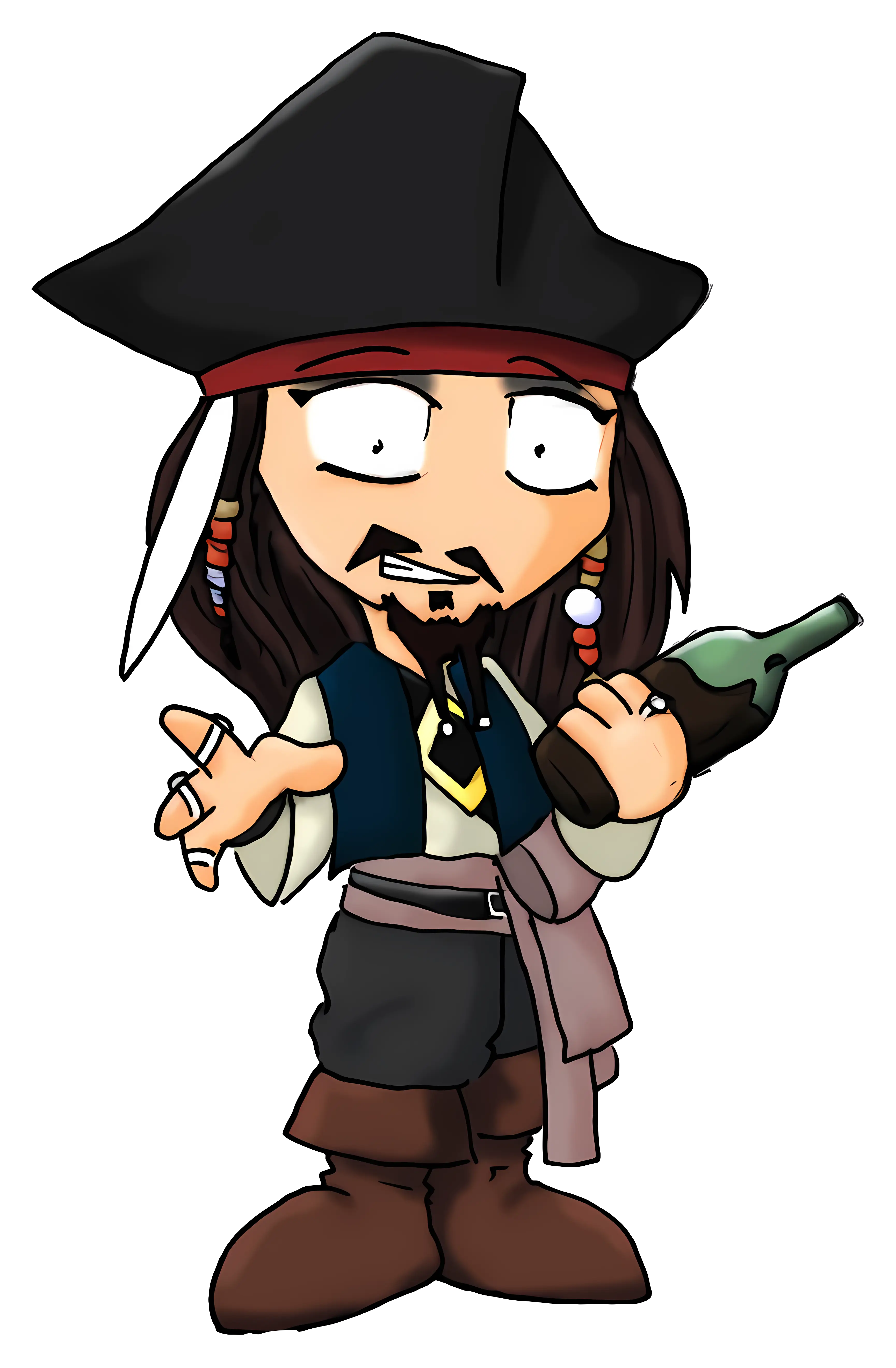 Cartoon Pirate with Bottle