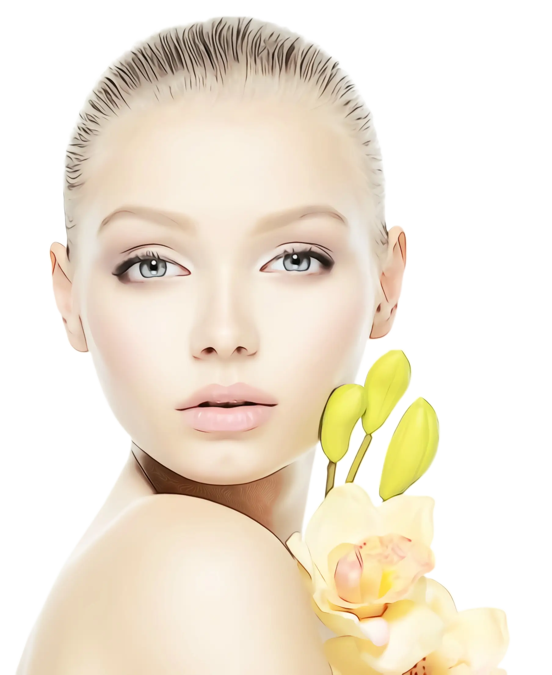 Elegant Woman Holding Yellow Flowers