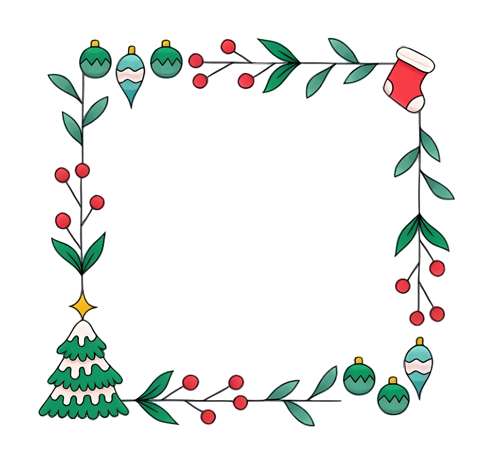 Decorative Christmas Frame with Ornaments