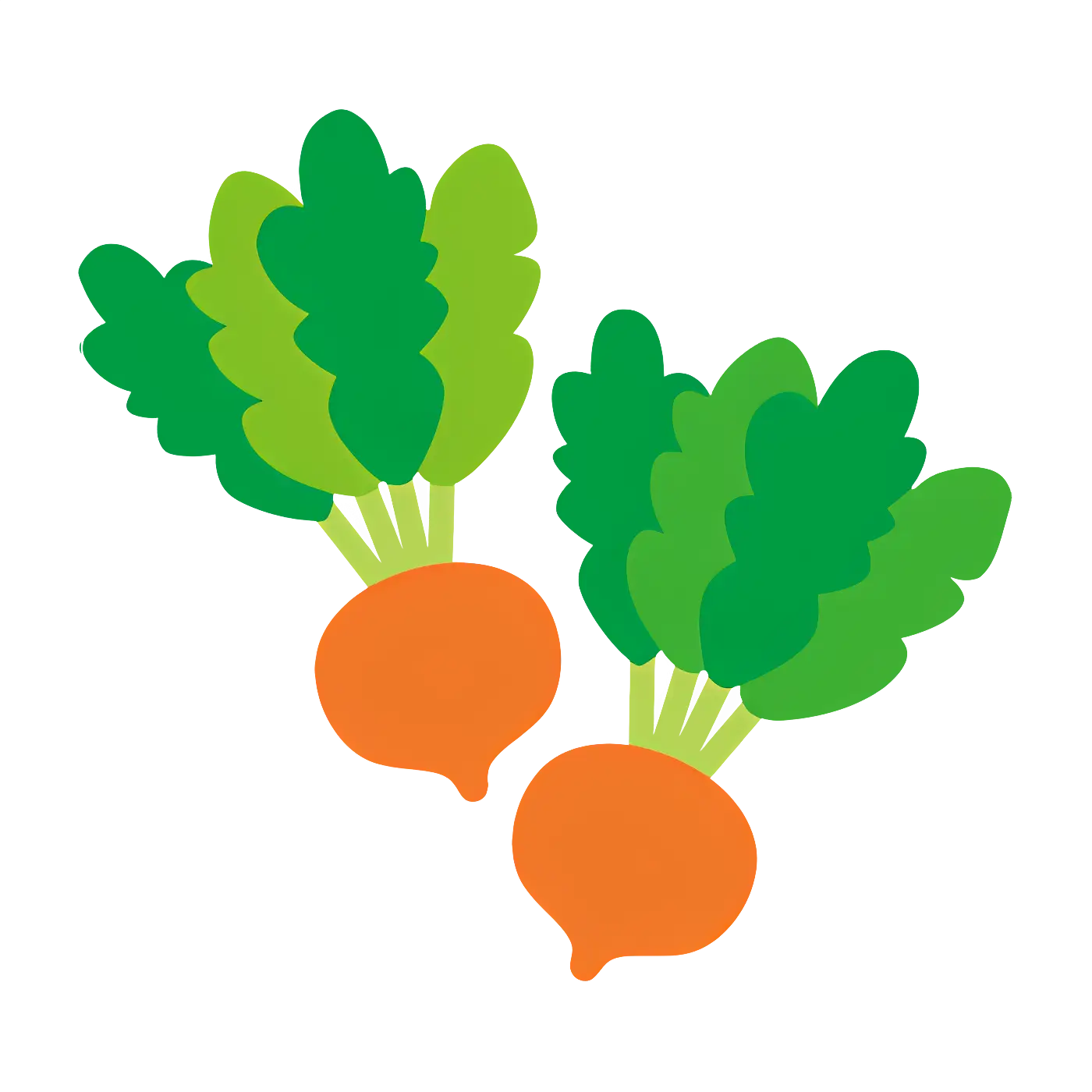 Cartoon Radishes with Green Leaves
