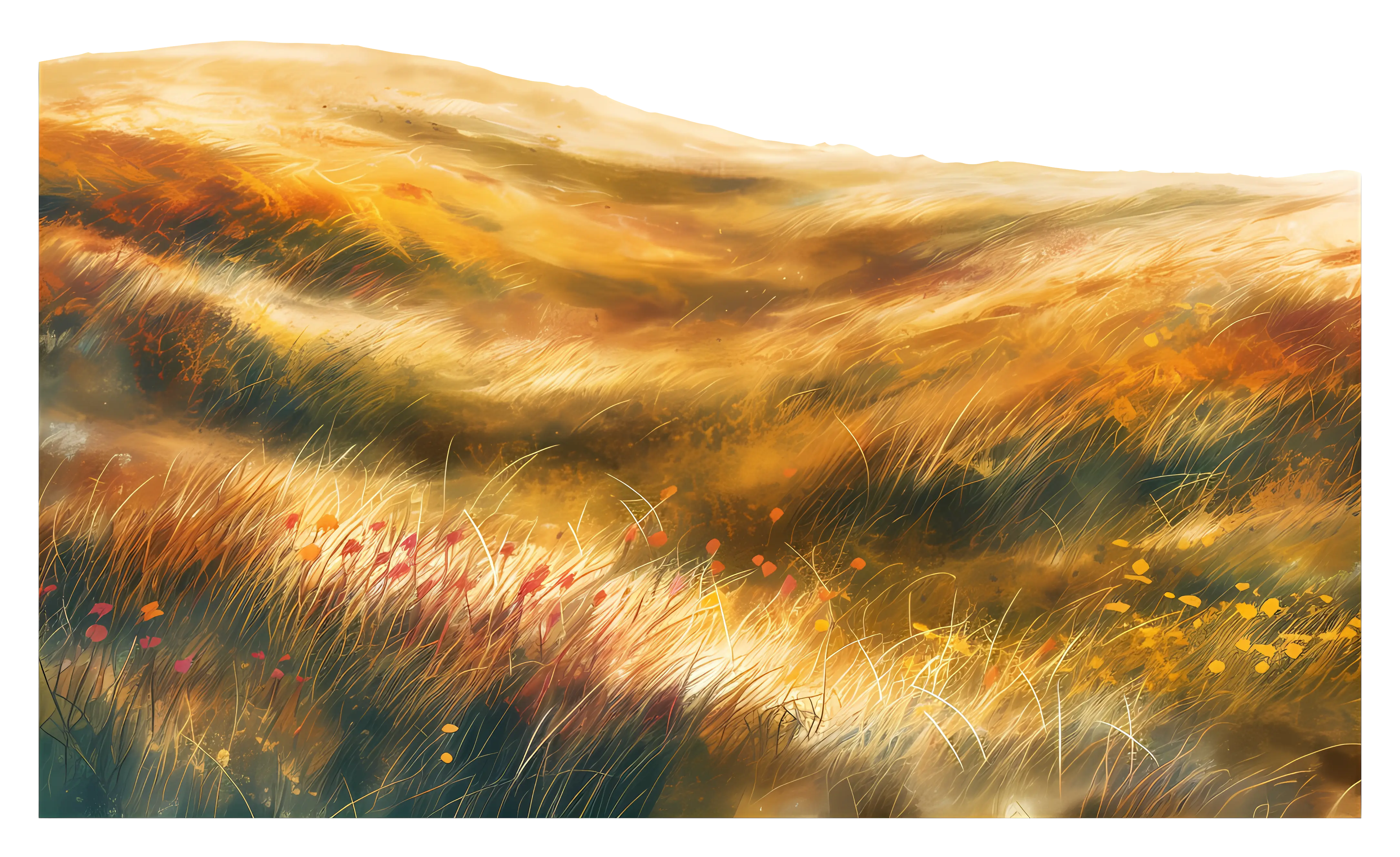 Golden Grass Field with Autumn Atmosphere