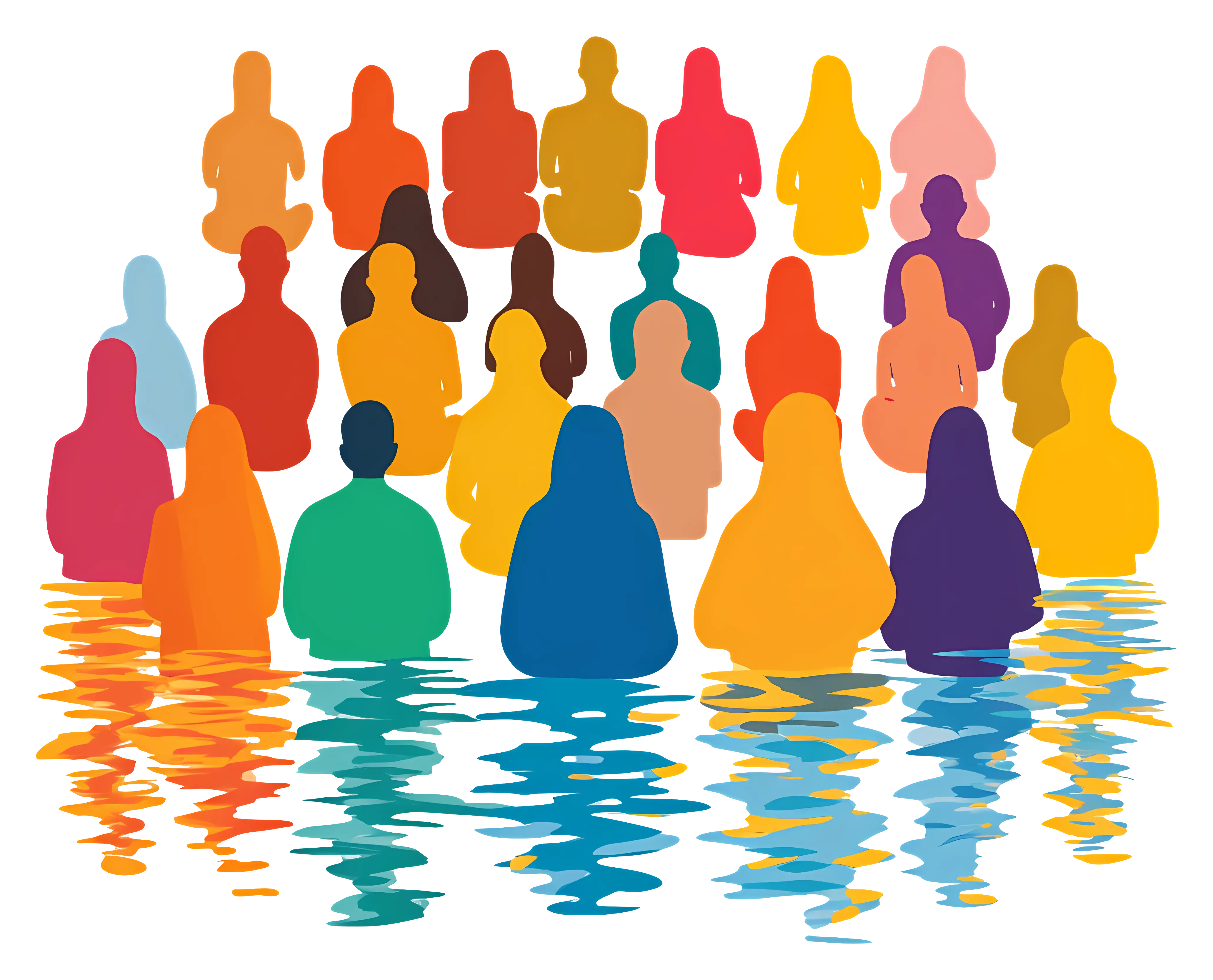 Colorful Crowd with Reflection