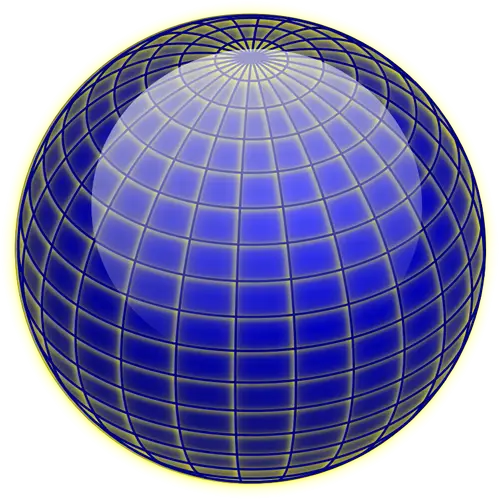 Blue 3D Grid Sphere with Abstract Design