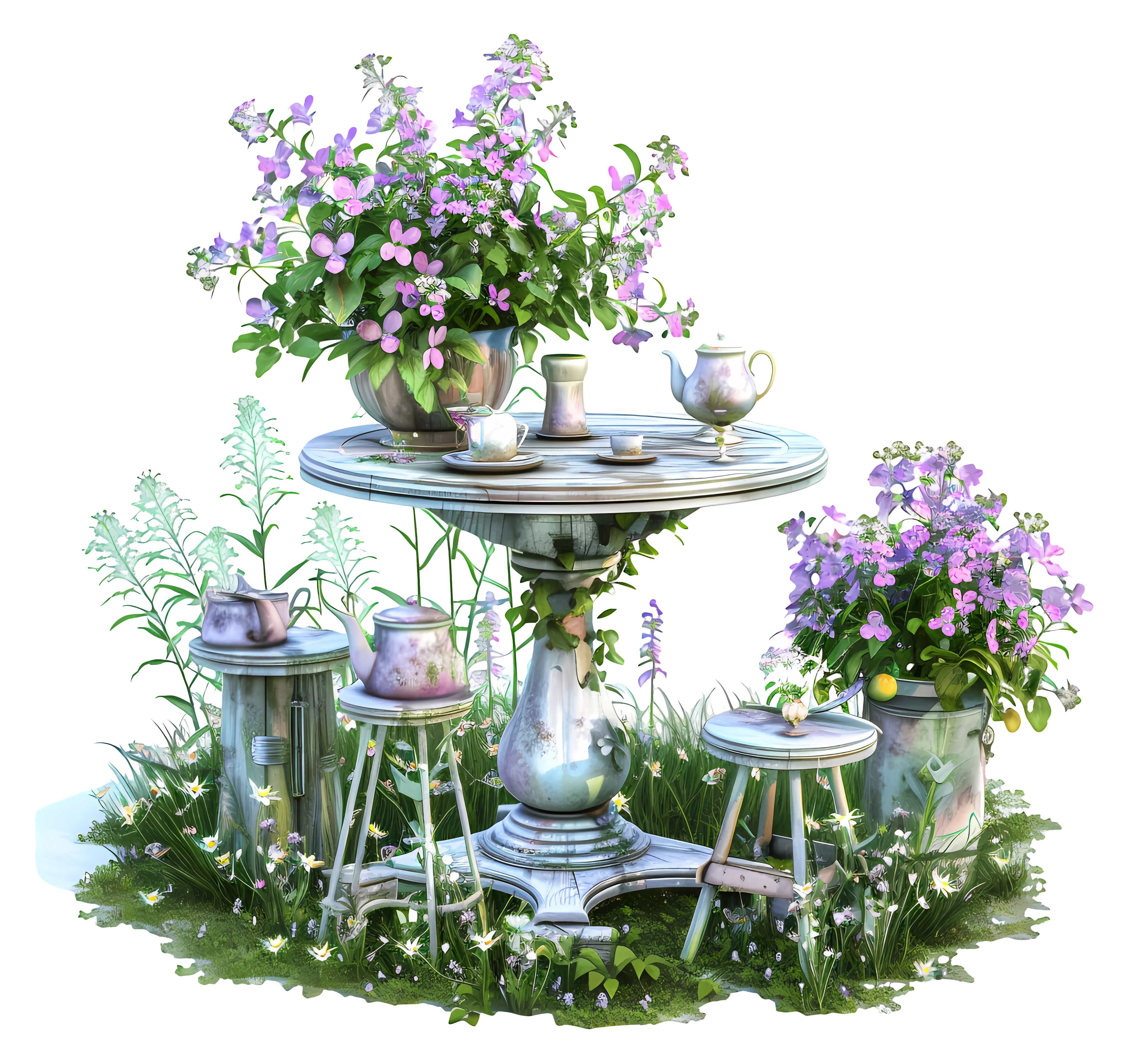 Decorative Flower Table in Garden