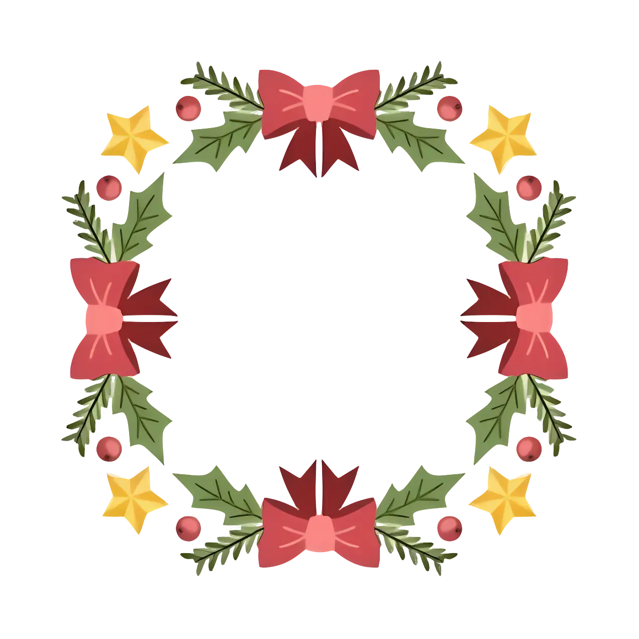 Christmas Wreath with Bows and Stars