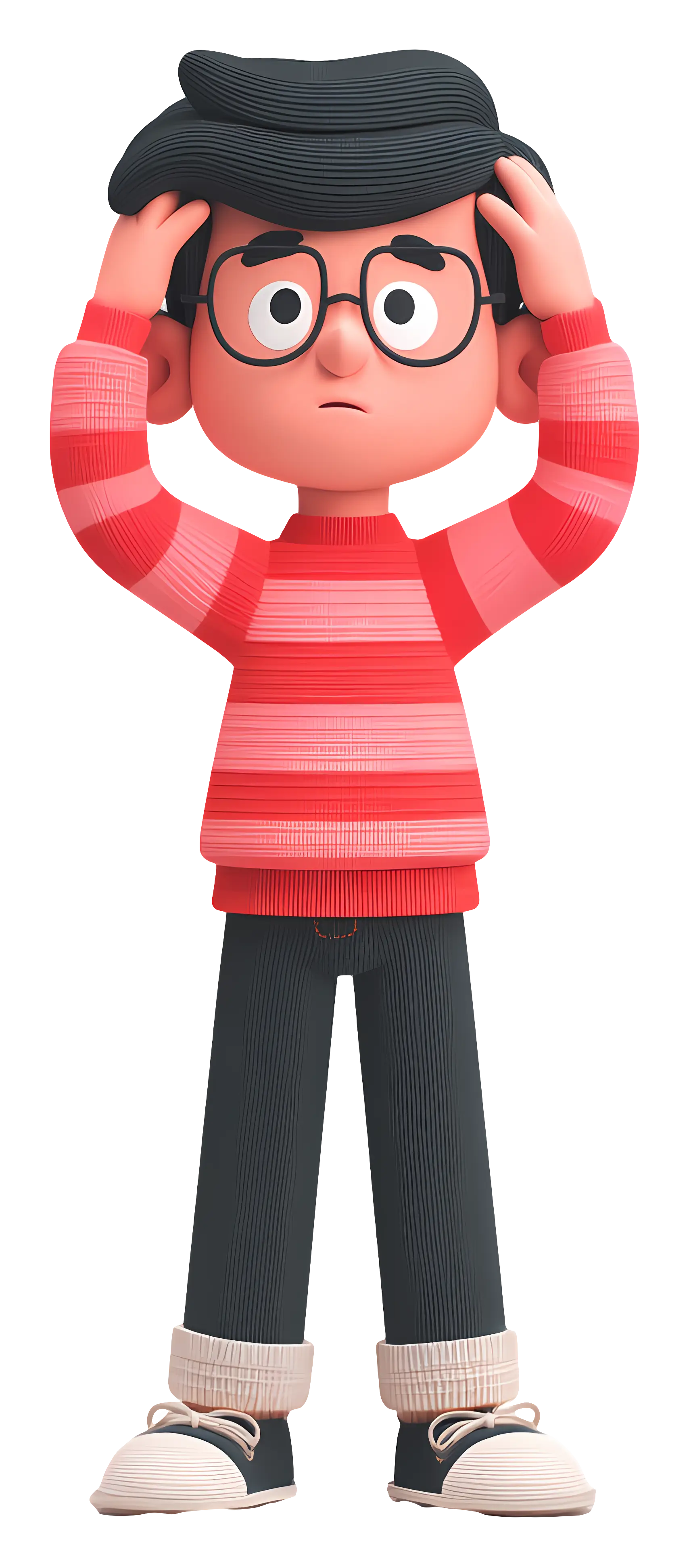 Worried Cartoon Boy