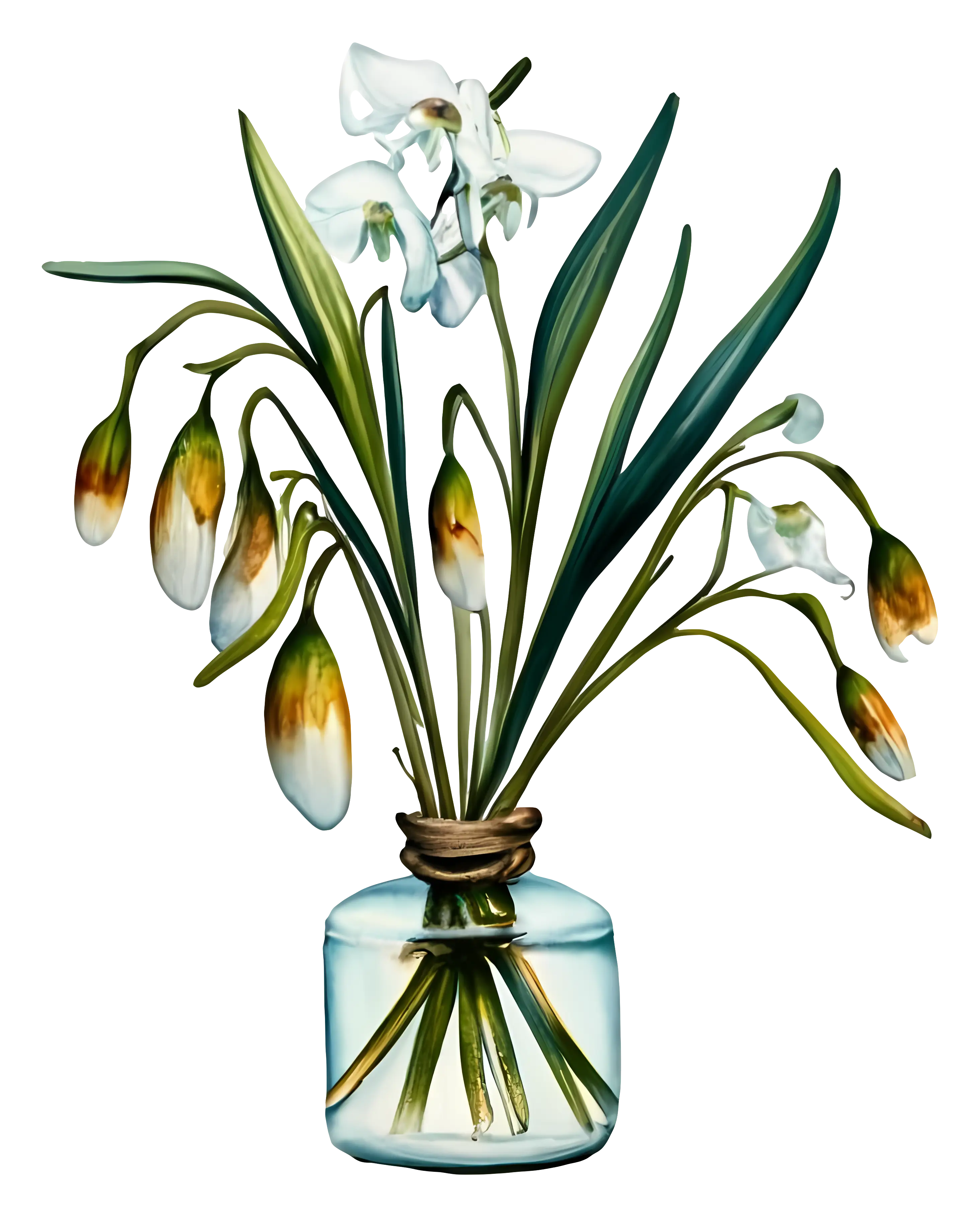 Snowdrop Flowers in Glass Jar
