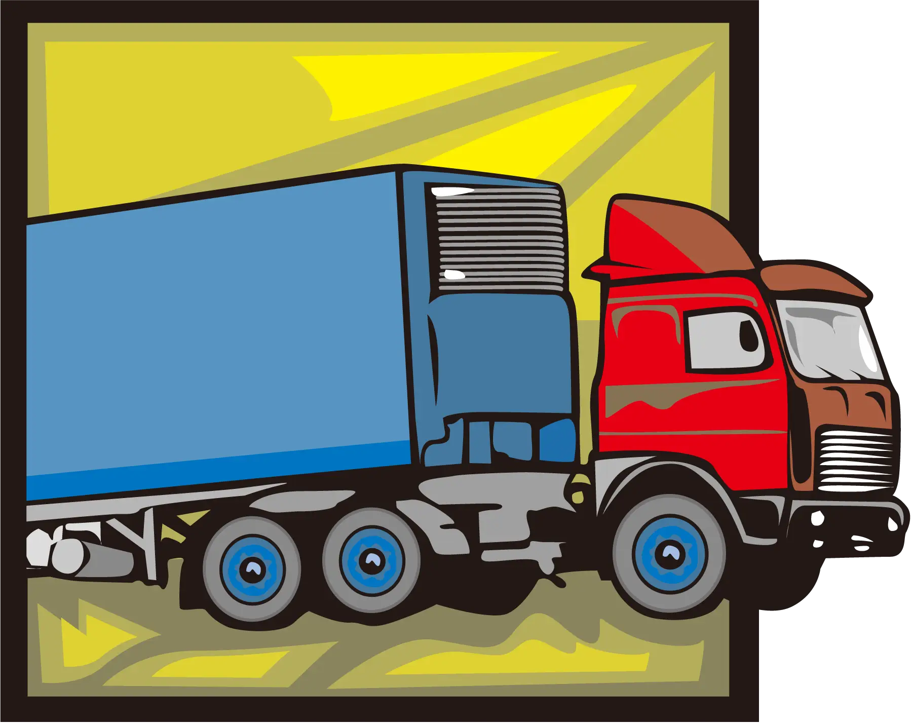 Red and Blue Truck Illustration for Logistics