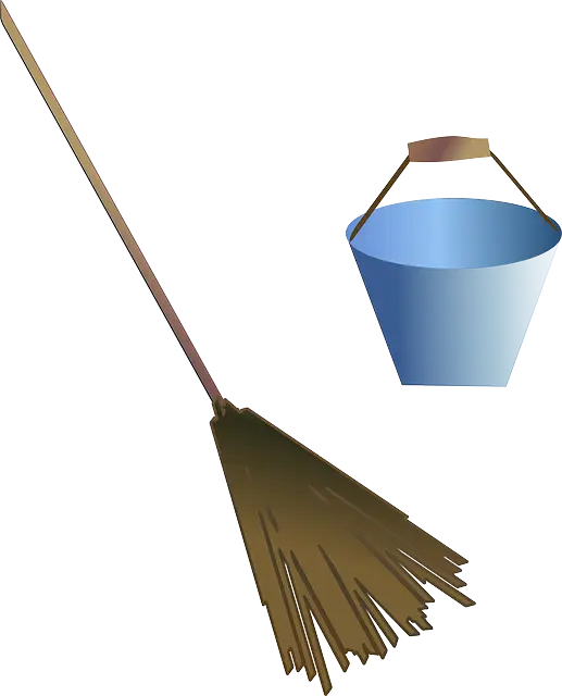 Broom and Bucket for Cleaning Illustration