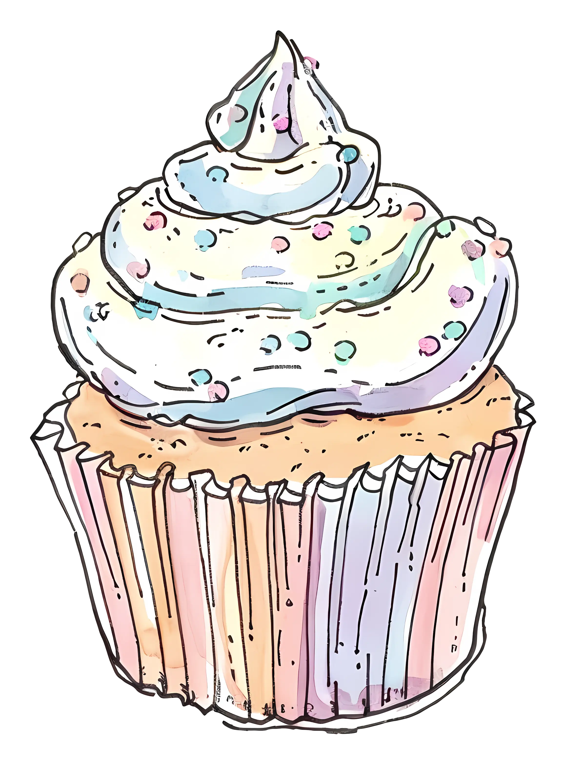 Cupcake with Cream Frosting and Sprinkles