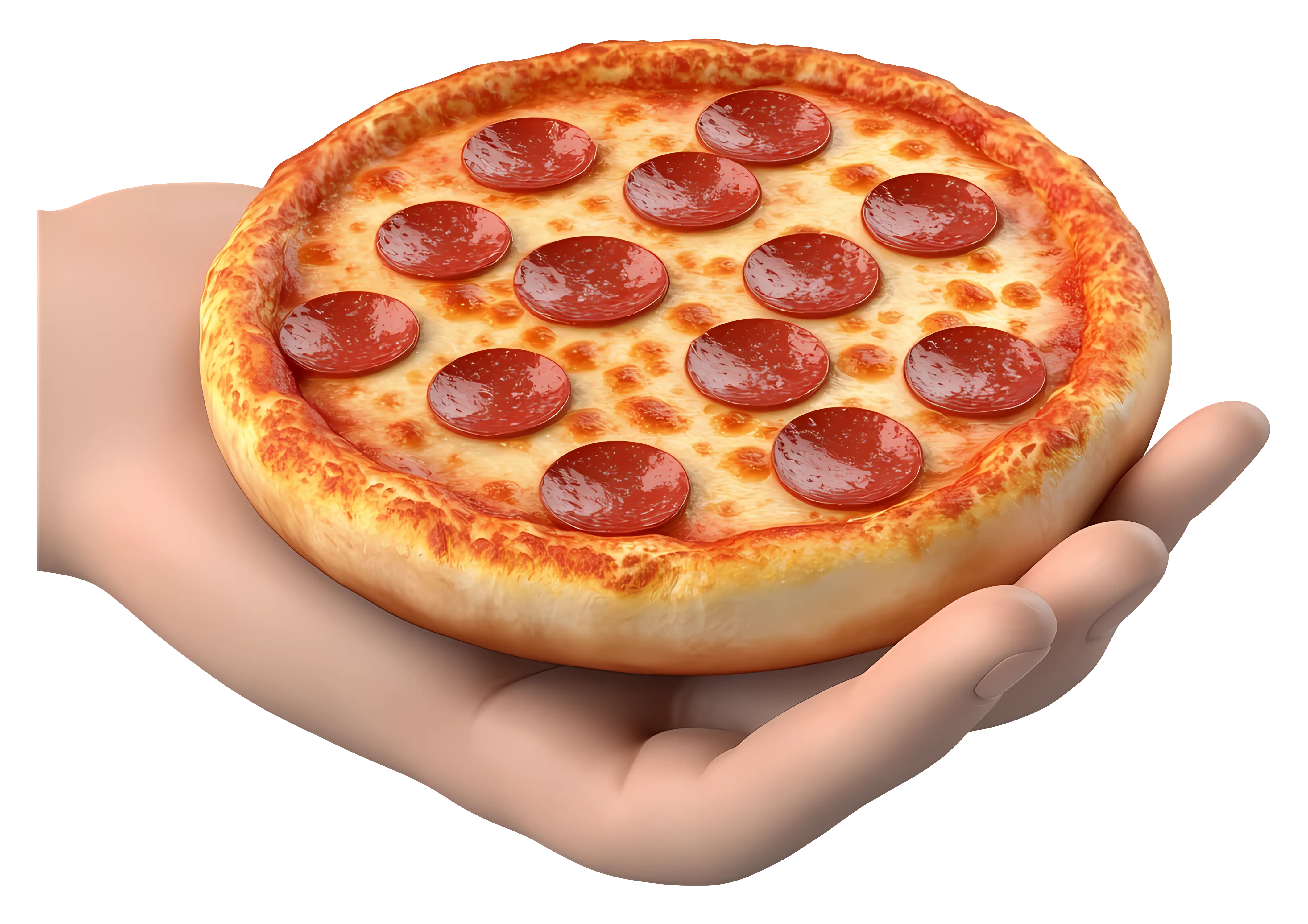 Small pizza in hand