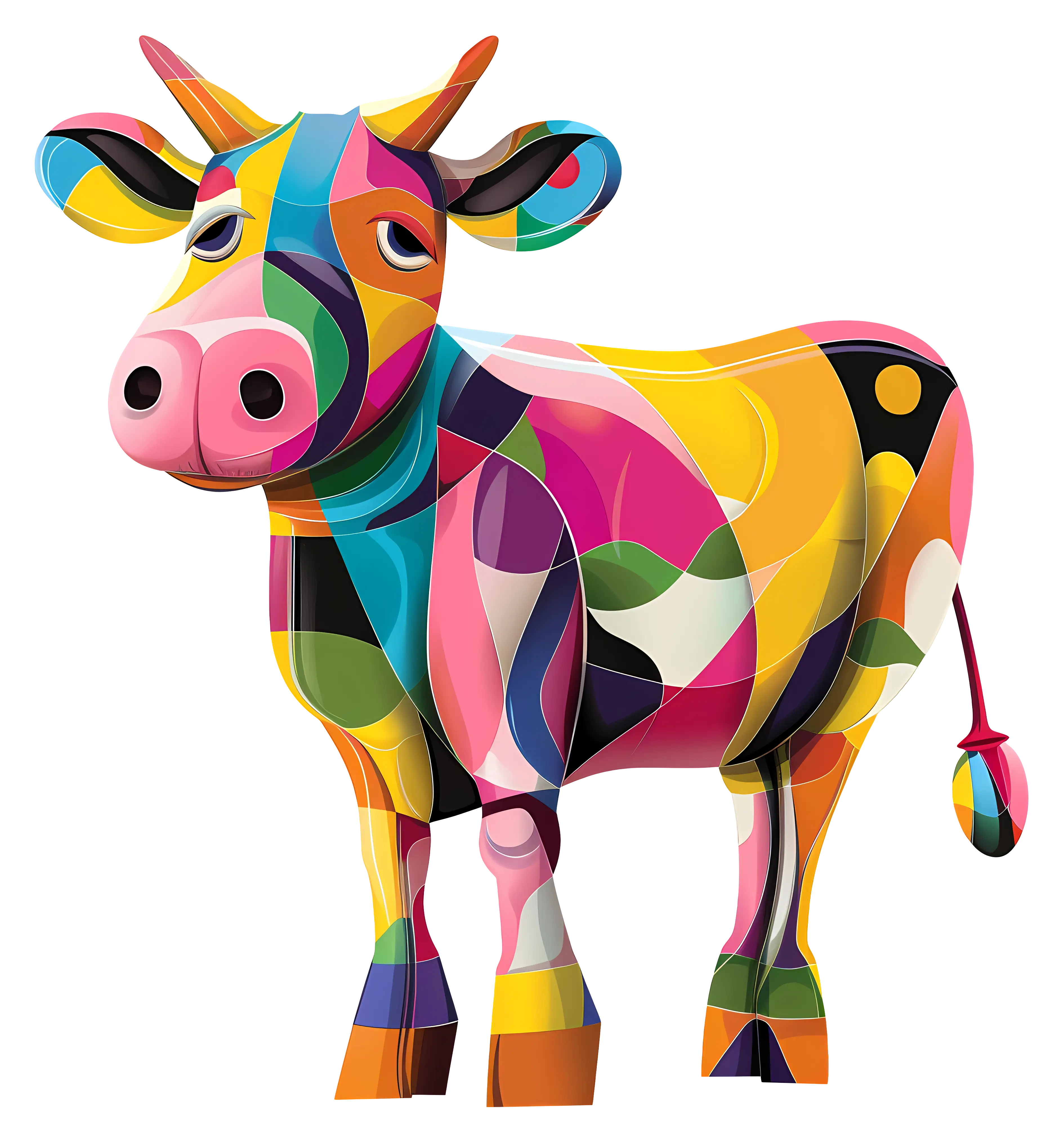 Abstract Multicolored Cow Illustration