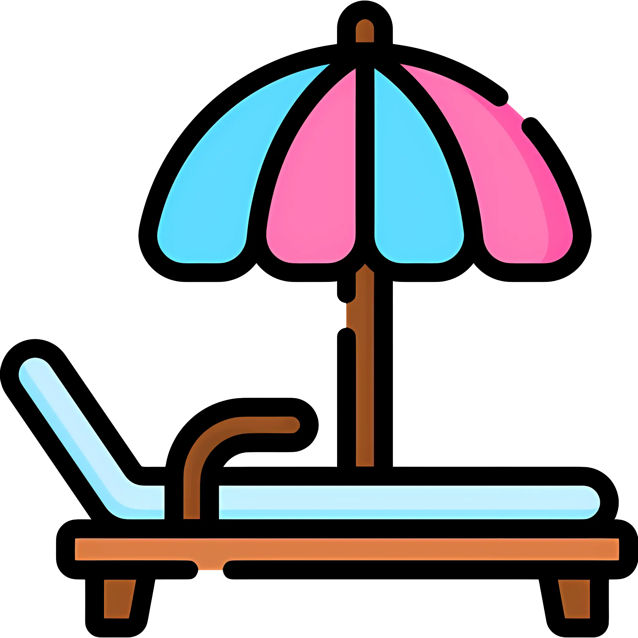 Beach Chair with Colorful Umbrella