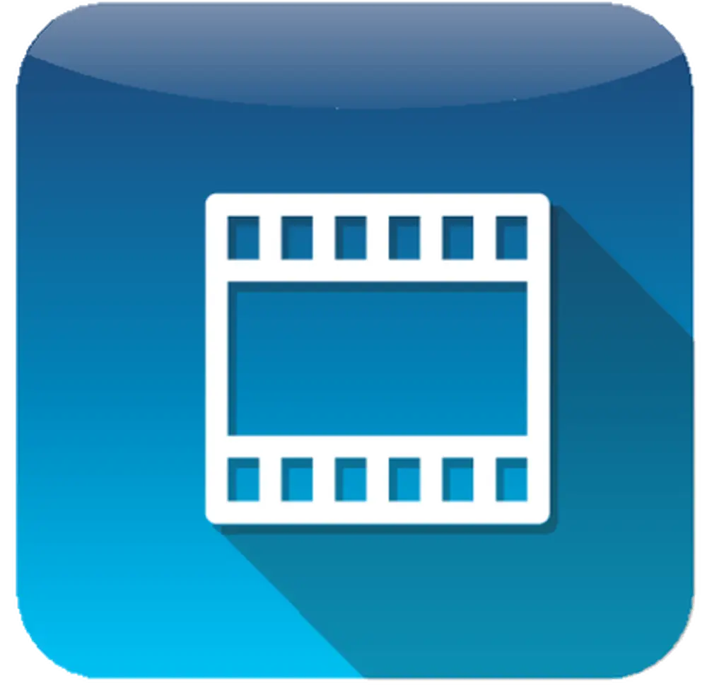 Filmstrip Icon on Blue Background