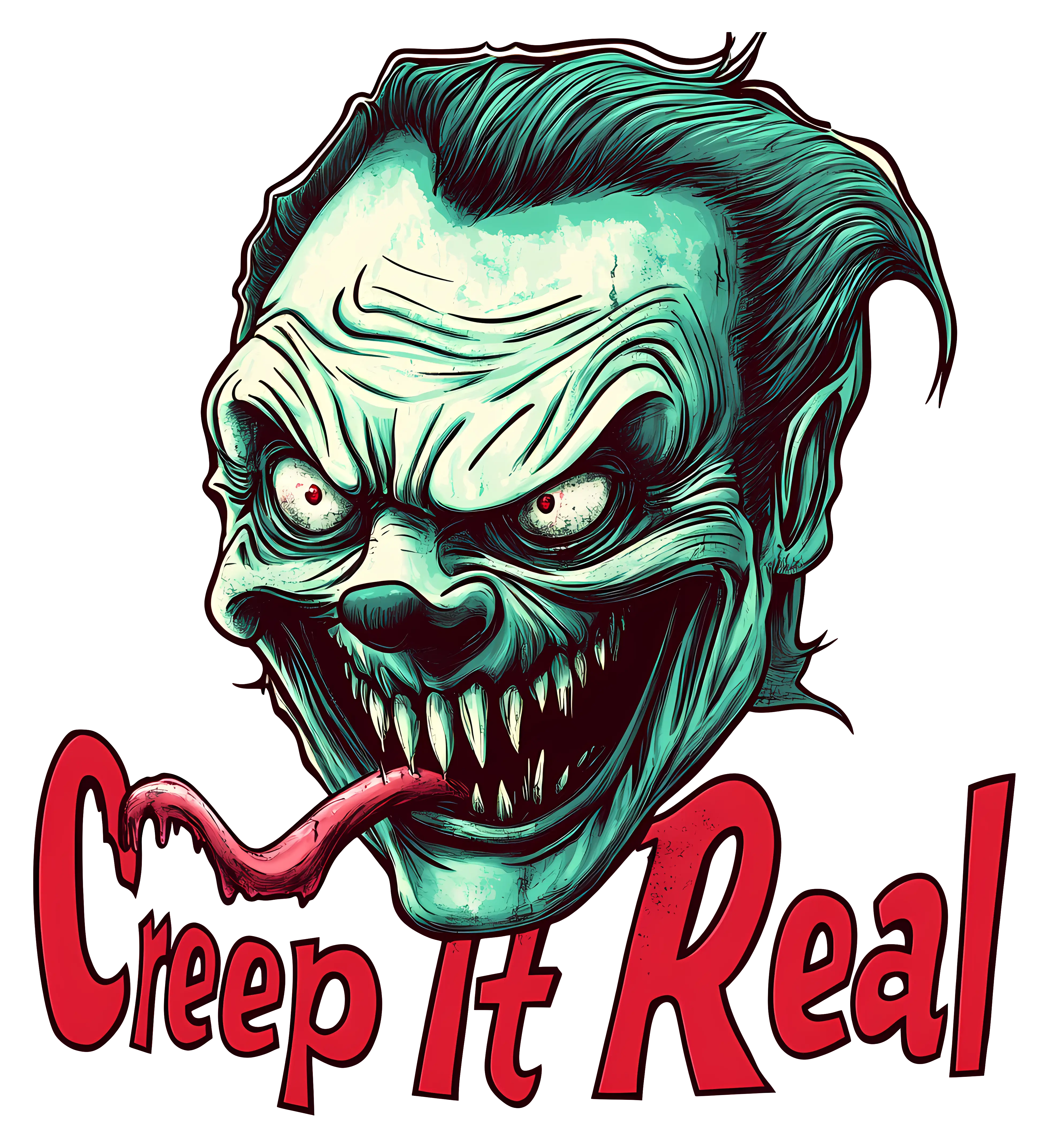 Creepy Face with Tongue Illustration