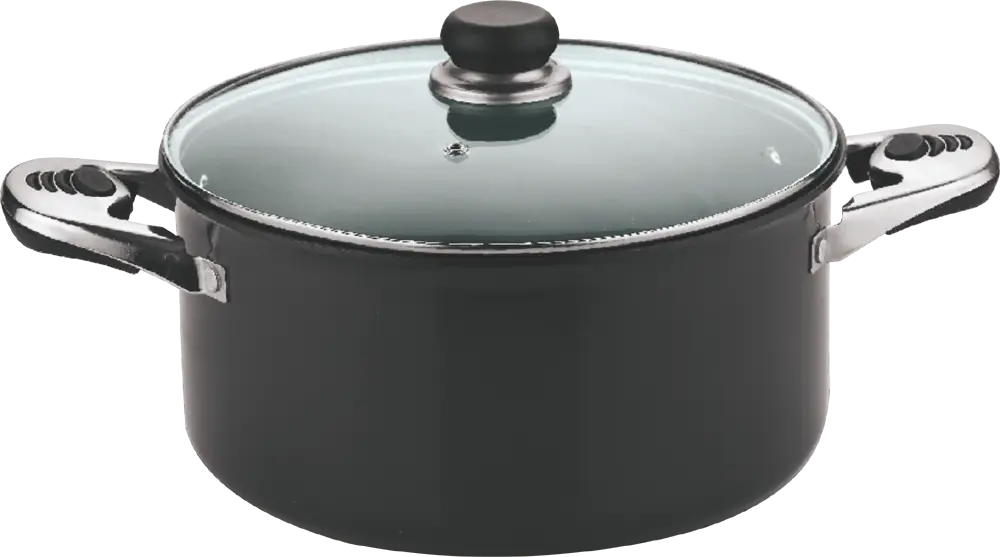 Black Cooking Pot with Glass Lid