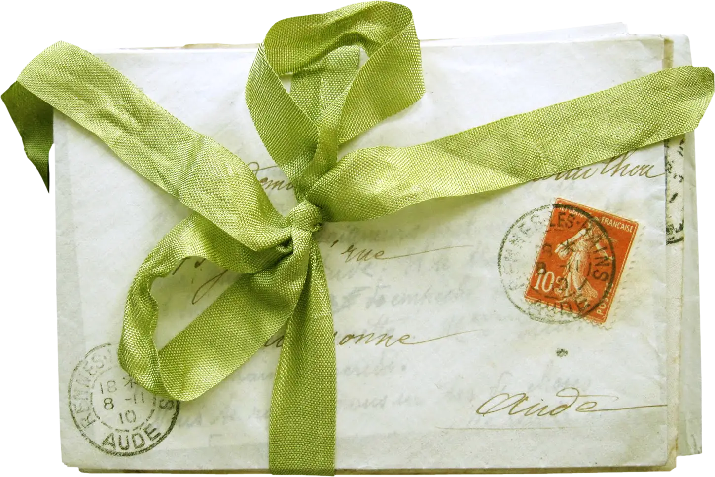 Vintage Letter with Green Ribbon