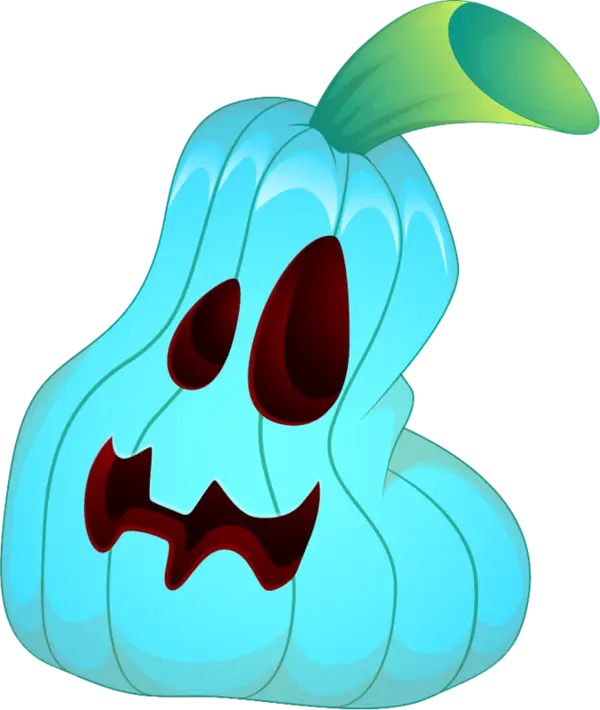 Blue Pumpkin with Spooky Face