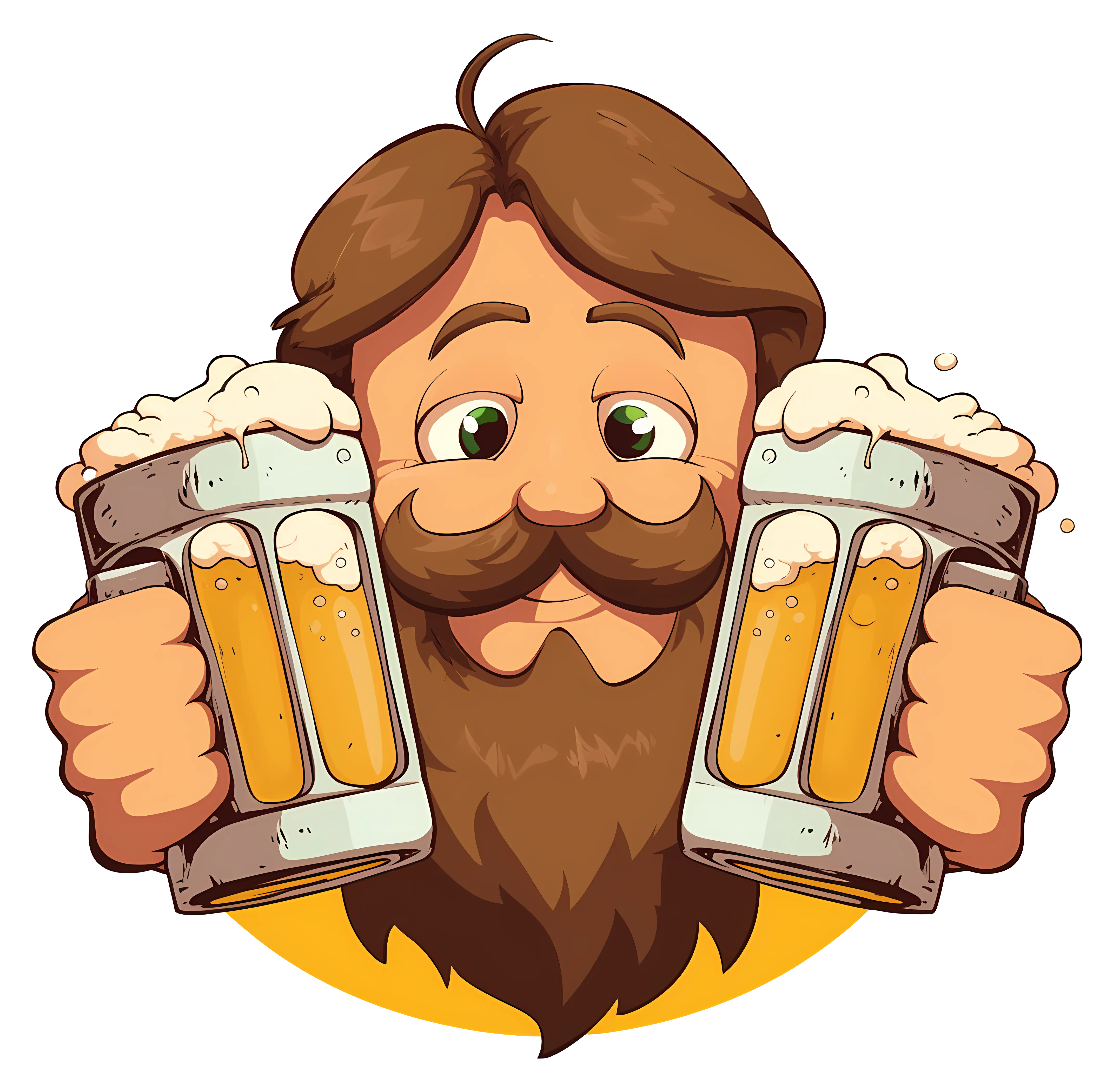 Bearded Man Celebrating with Beer